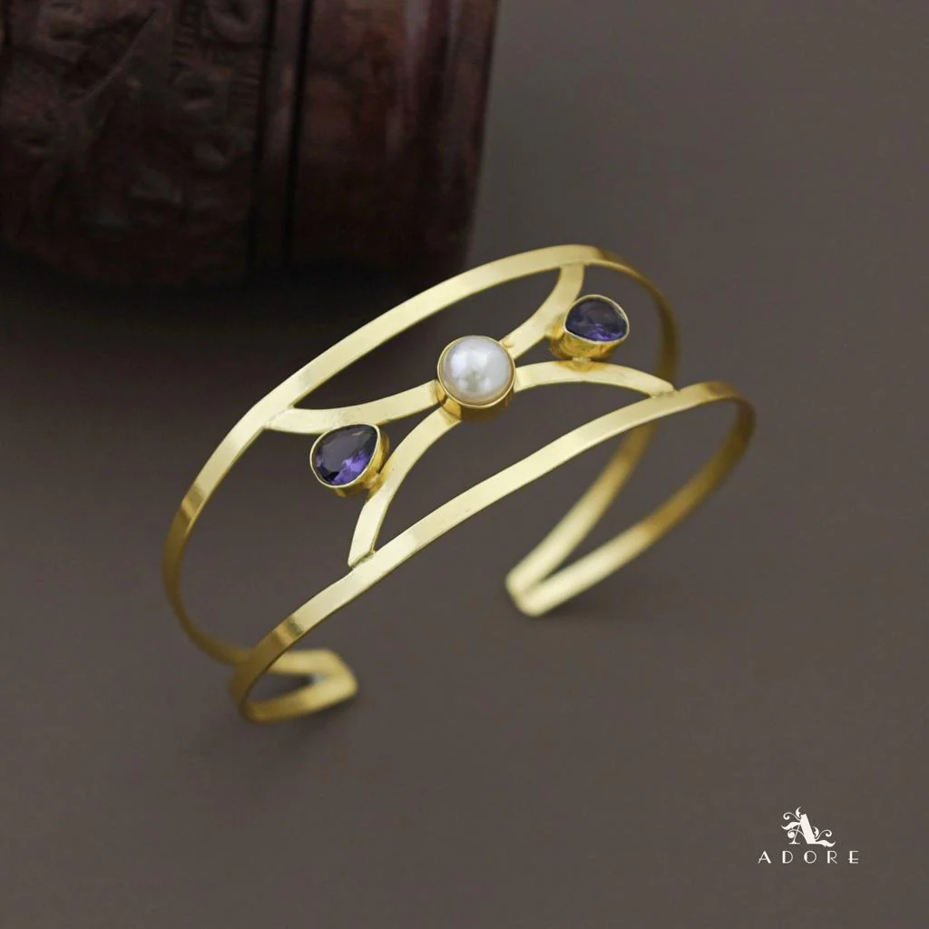 Kalpita Dual Round Glossy With Pearl Bangle - Image 4
