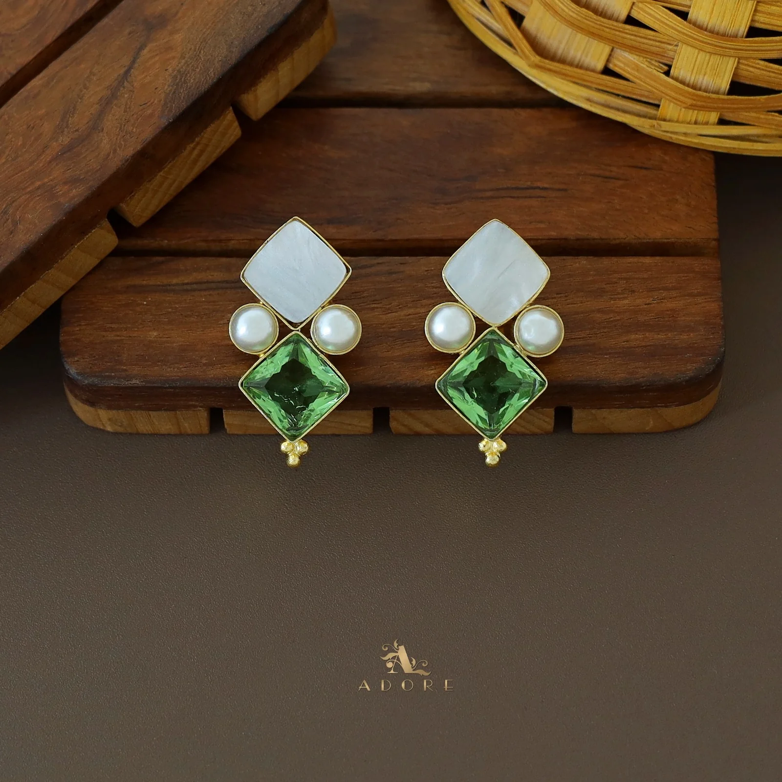Kamalika Twin Circle Glossy With Pearl Earring - Image 16