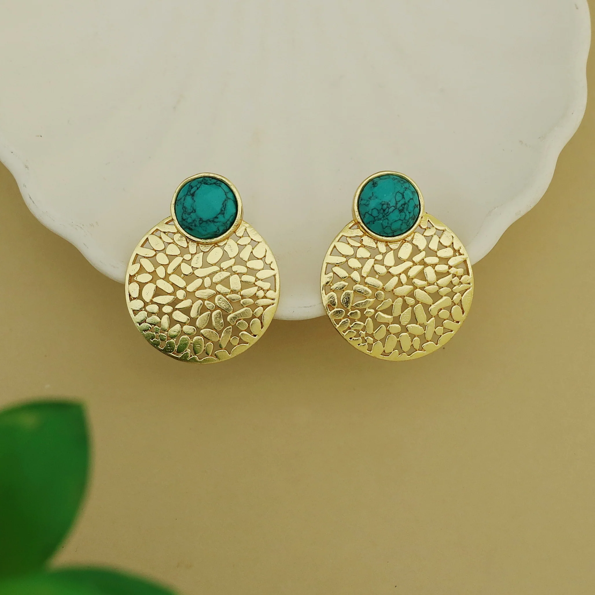 Kanika Textured Circle Glossy Earring - Image 3