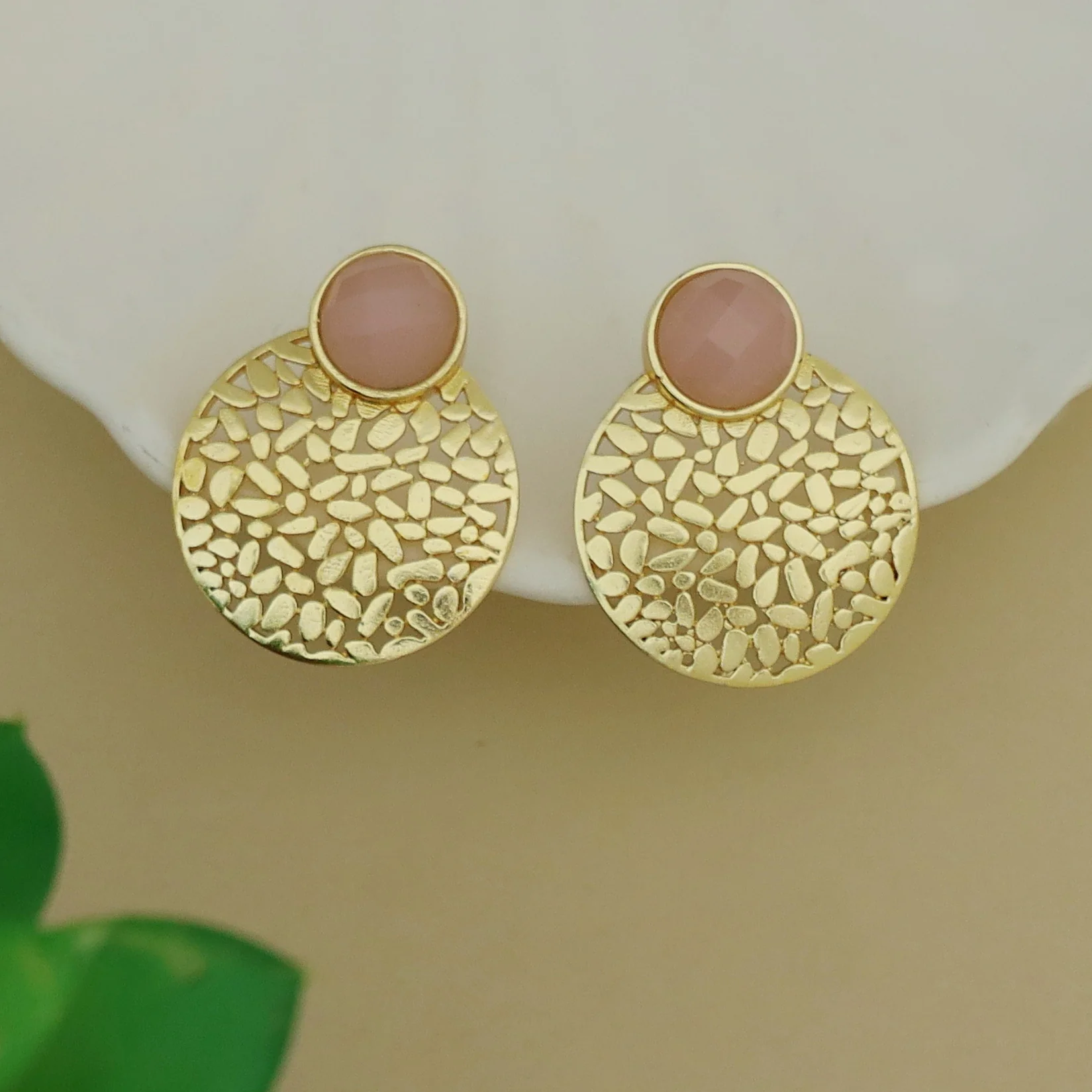 Kanika Textured Circle Glossy Earring - Image 7