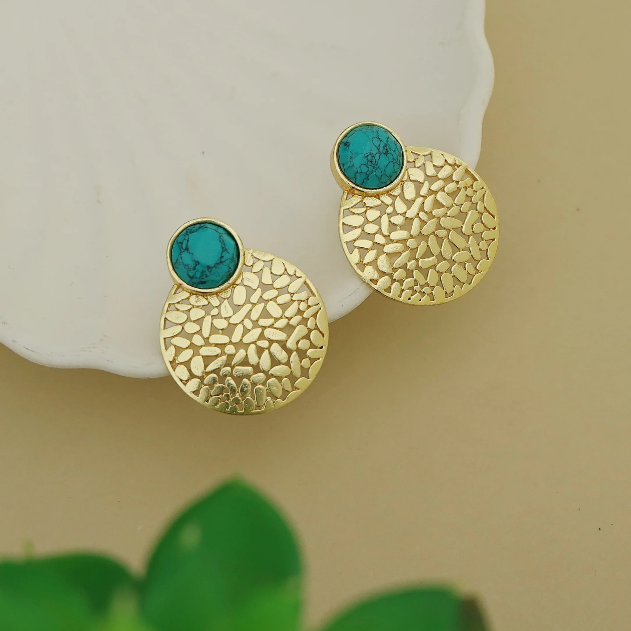 Kanika Textured Circle Glossy Earring - Image 8