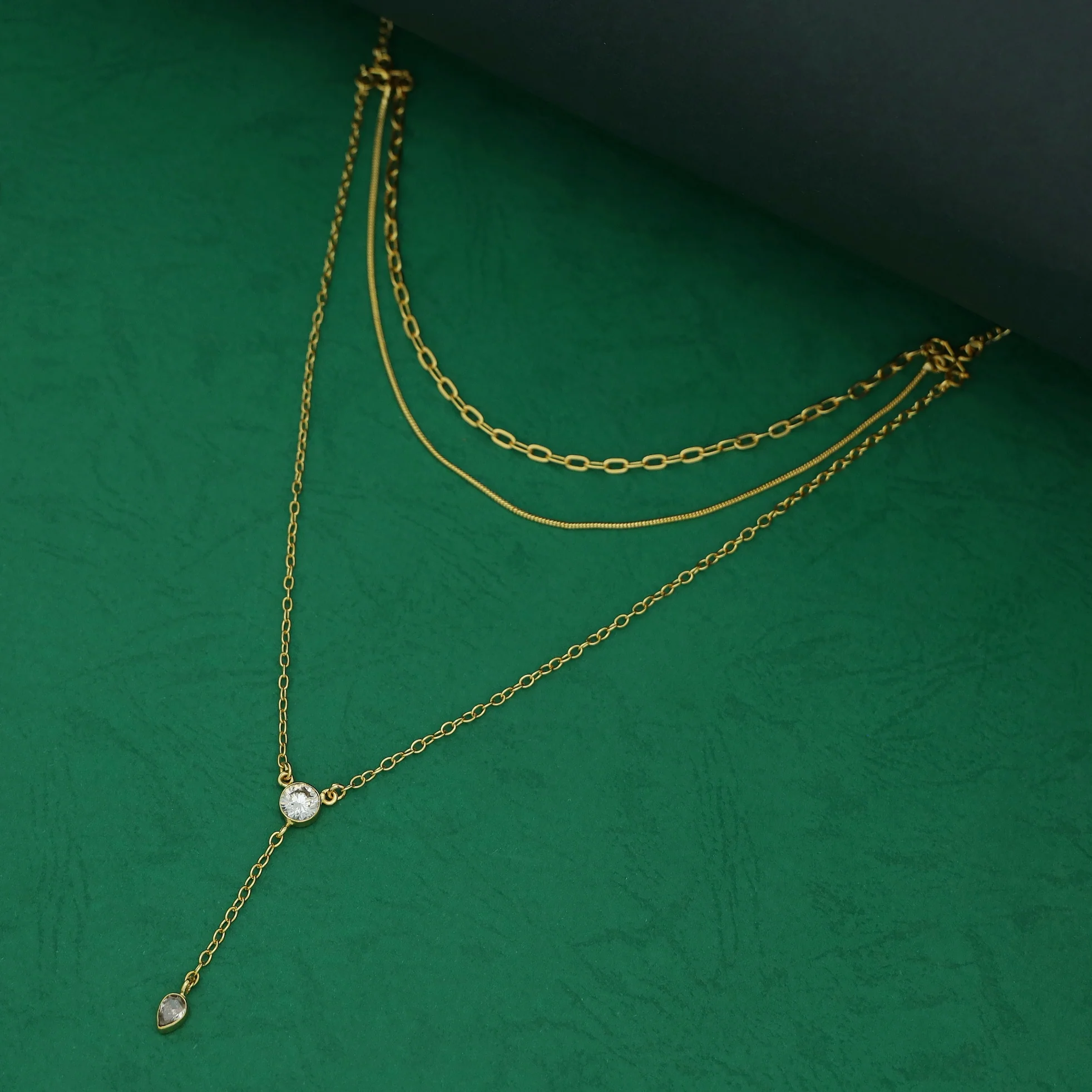 Lorena 3 Layer Glossy Drop Hanging Neckpiece - Image 3