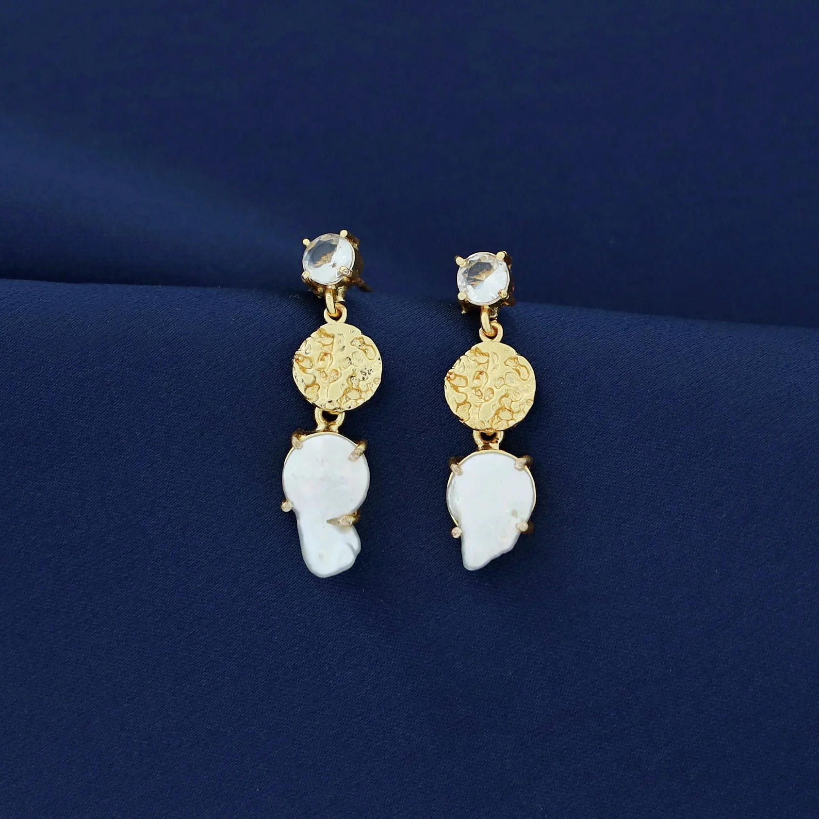 Kashvi Real Baroque Textured Circle + Glossy Earring - Image 6