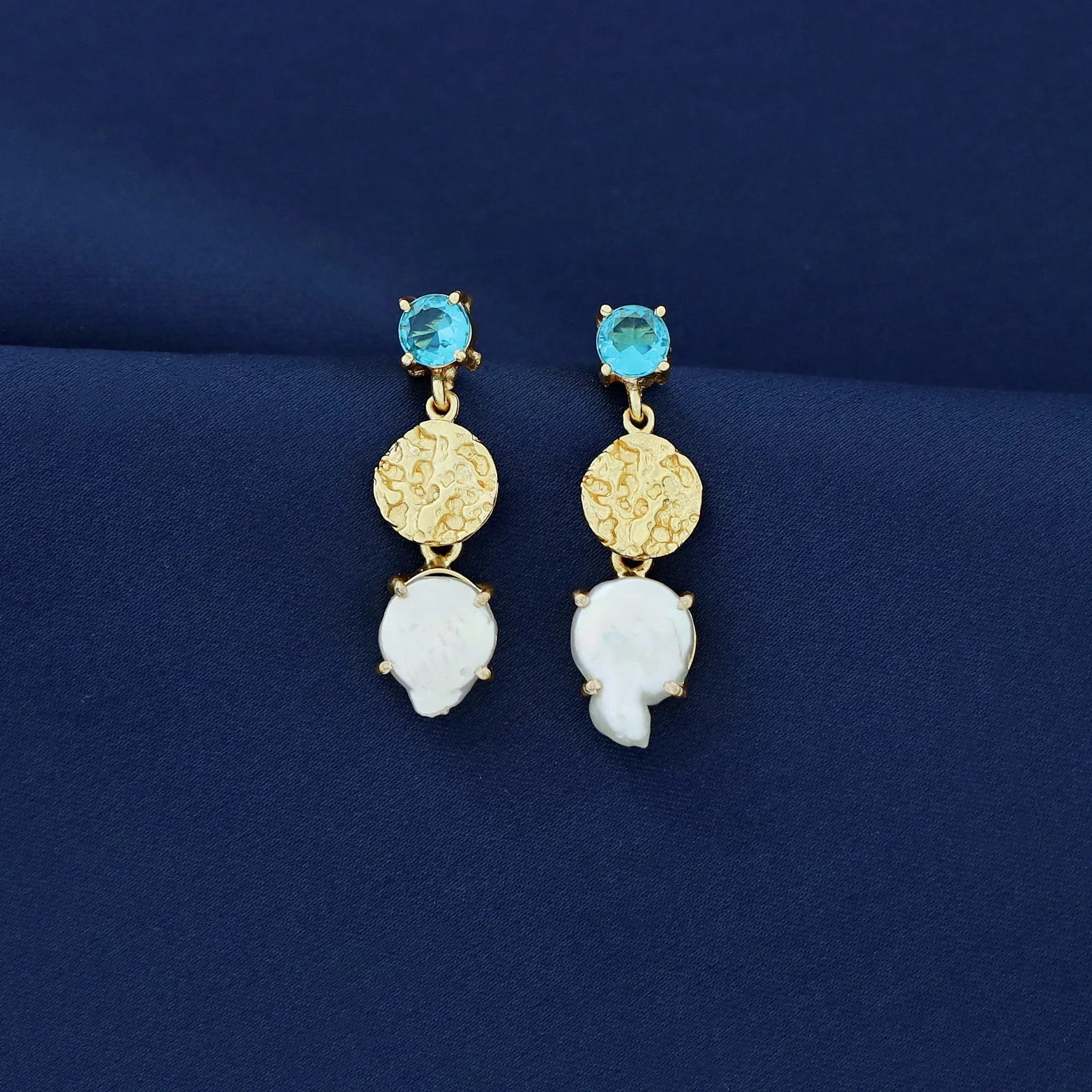 Kashvi Real Baroque Textured Circle + Glossy Earring - Image 7