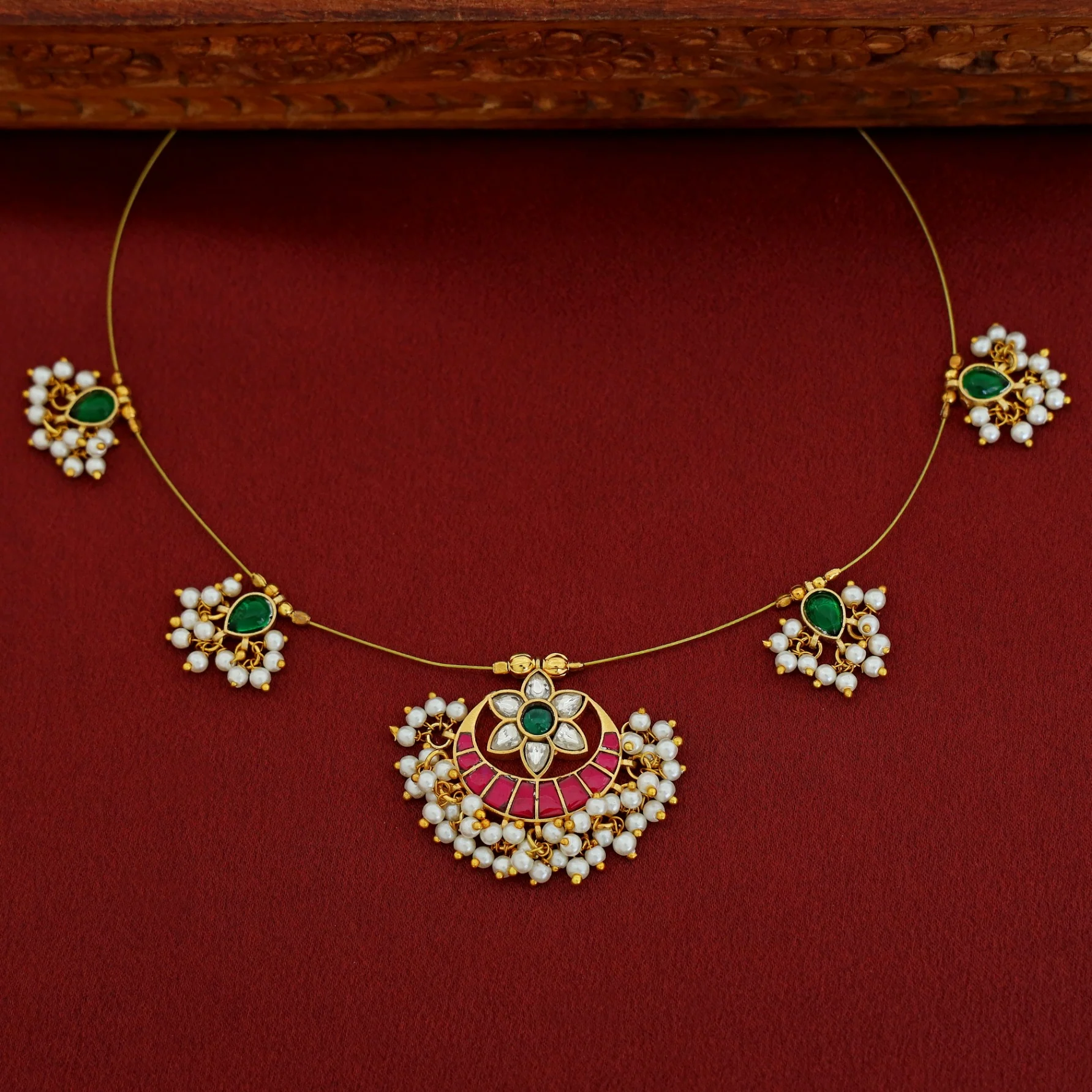 Kashwini Floral Cluster Pearl String Neckpiece - Image 3
