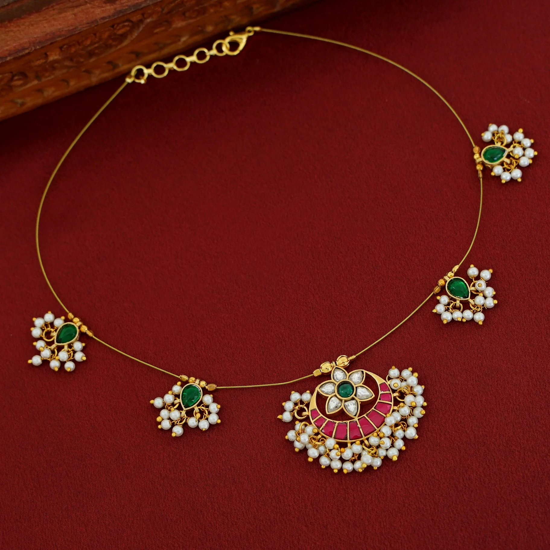 Kashwini Floral Cluster Pearl String Neckpiece - Image 5
