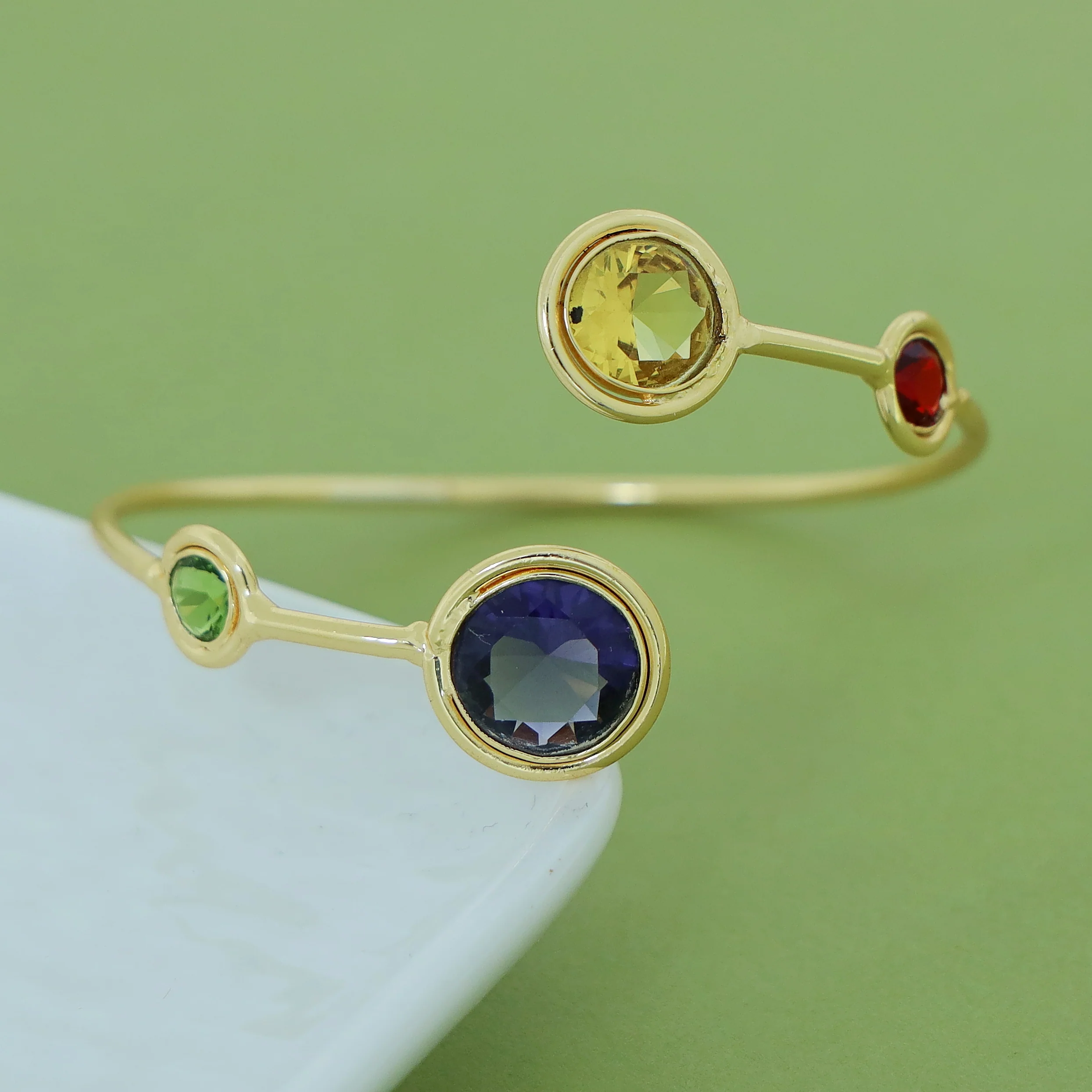 Kaylani Tetra Circle Glossy Stone Bangle - Image 10