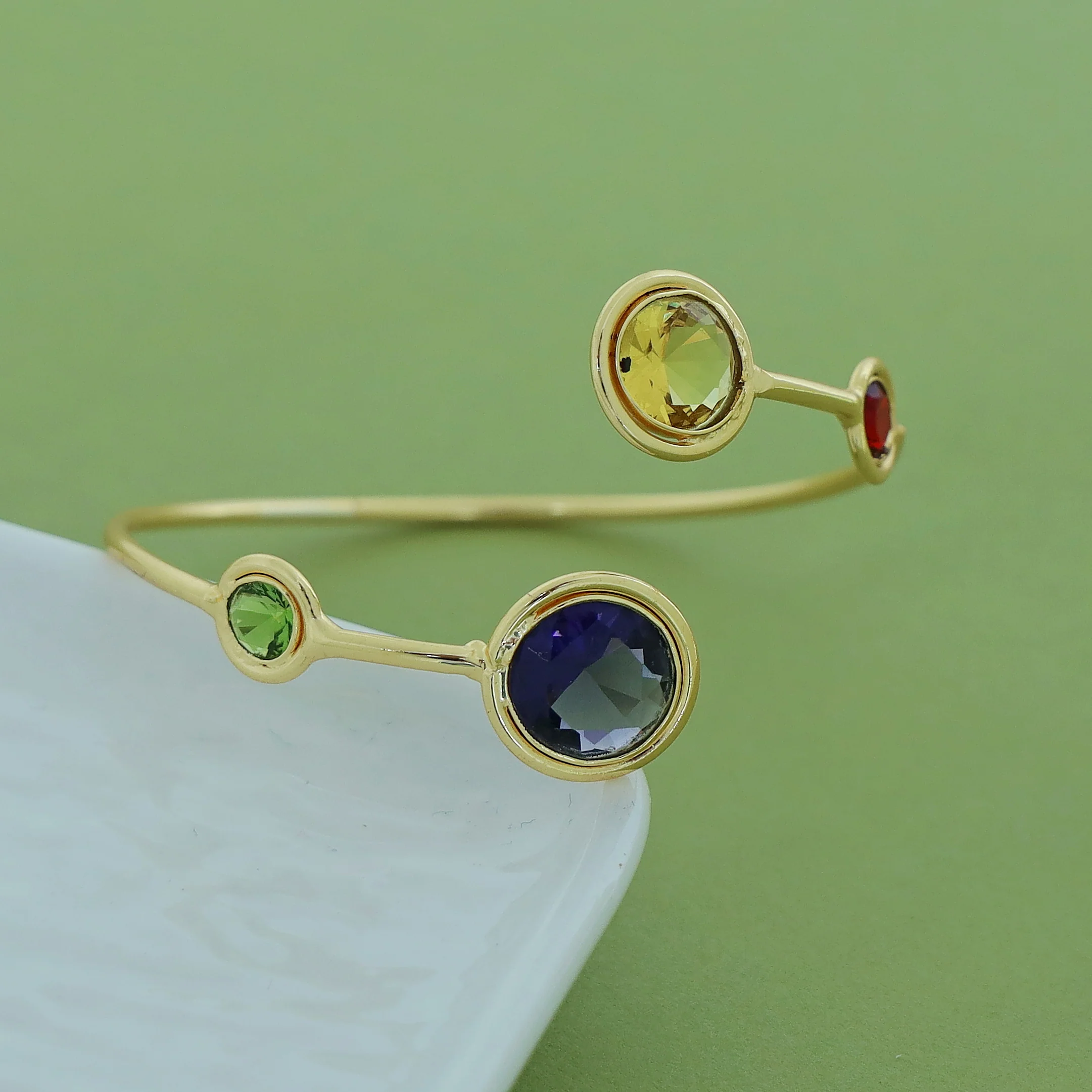 Kaylani Tetra Circle Glossy Stone Bangle - Image 11