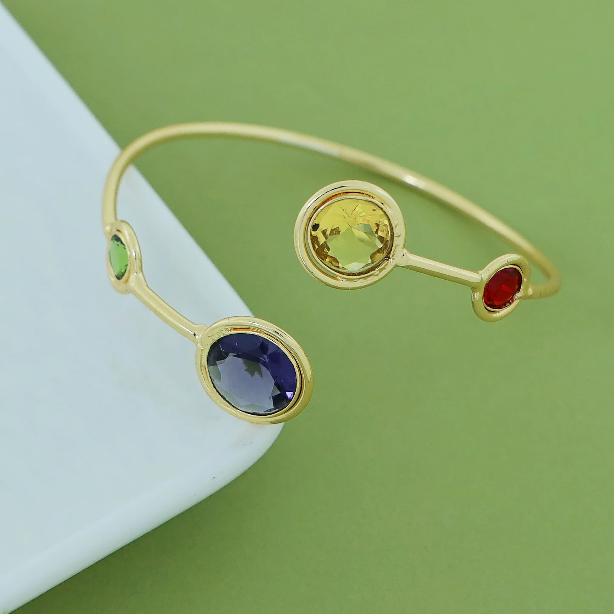 Kaylani Tetra Circle Glossy Stone Bangle - Image 12