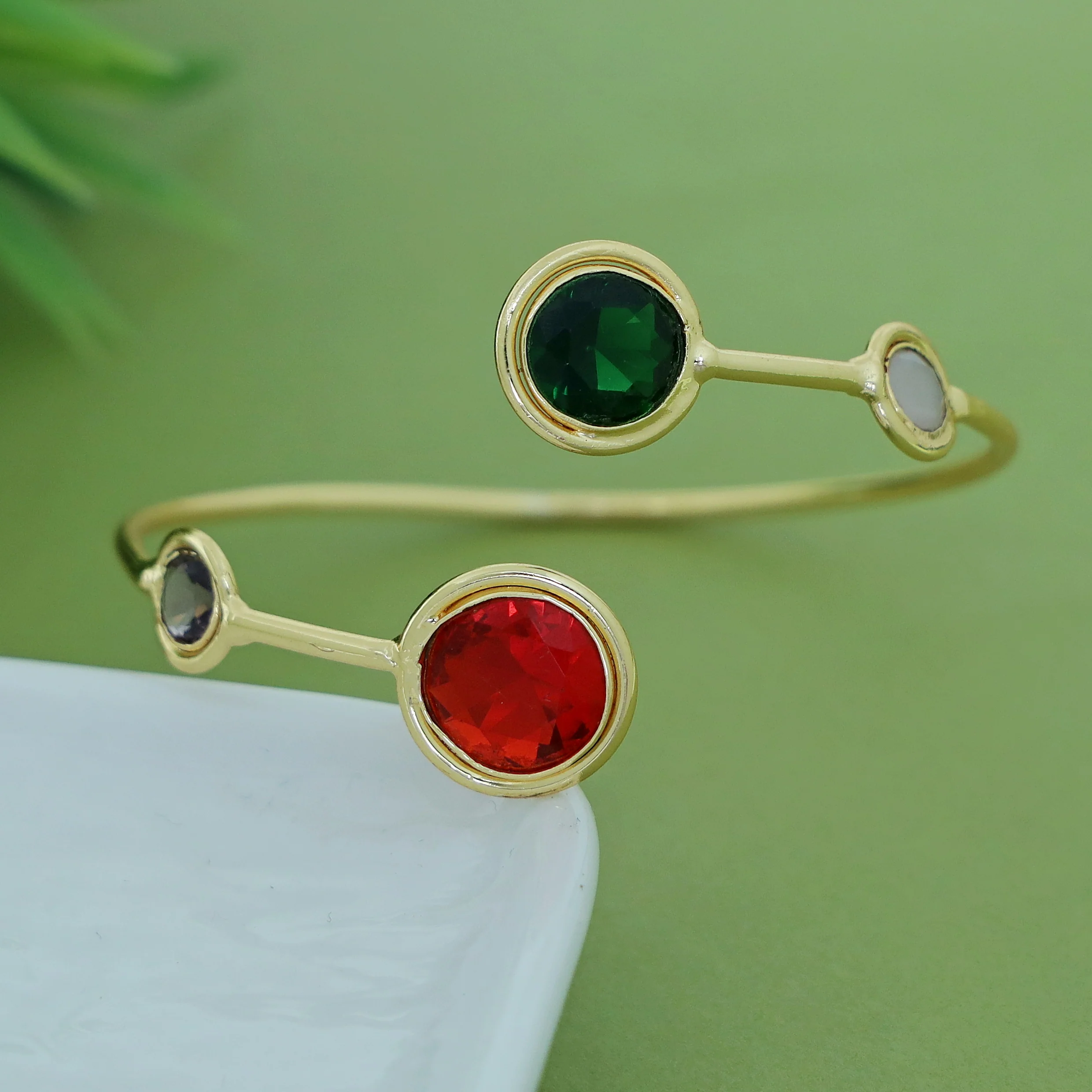 Kaylani Tetra Circle Glossy Stone Bangle - Image 13