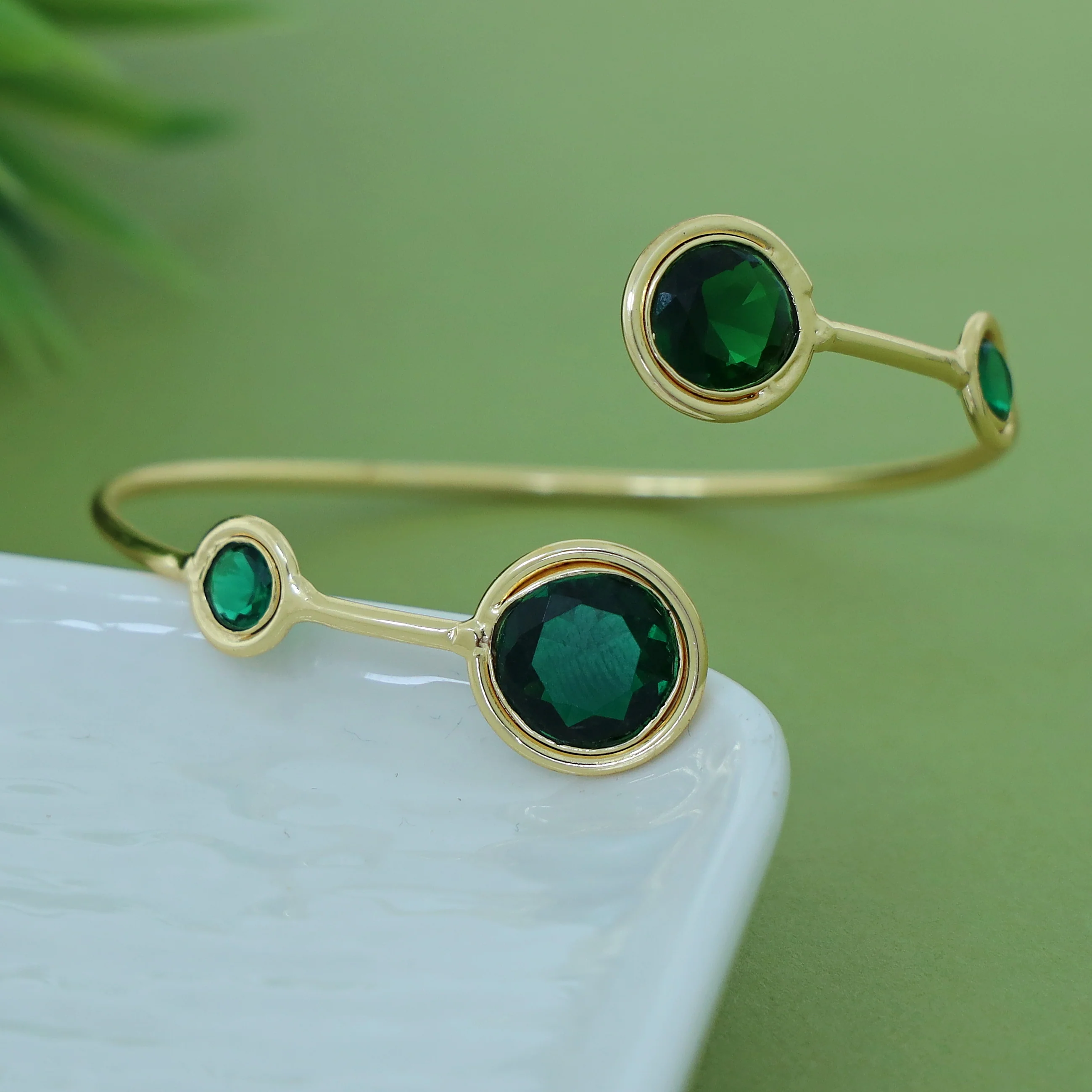 Kaylani Tetra Circle Glossy Stone Bangle - Image 3