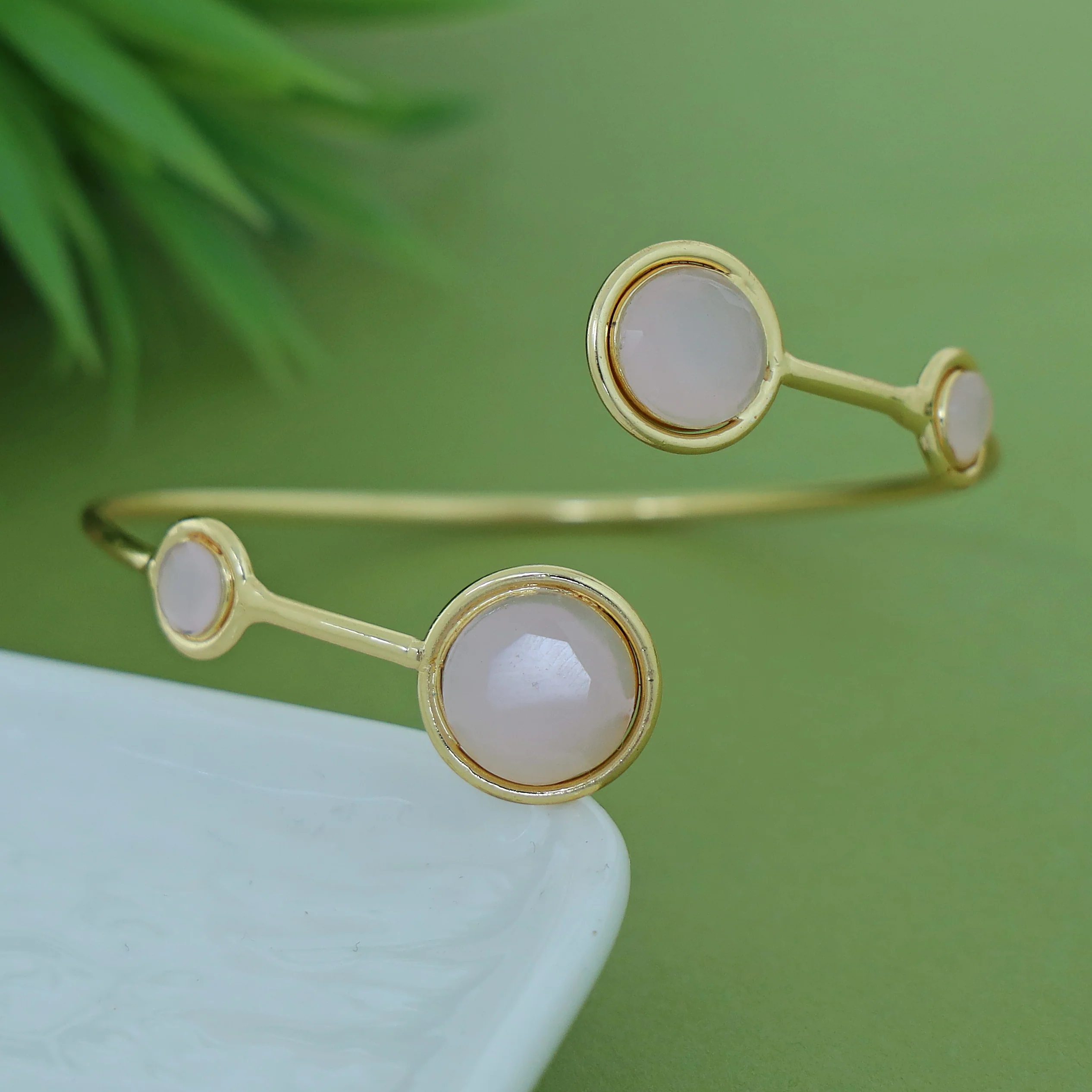 Kaylani Tetra Circle Glossy Stone Bangle - Image 4