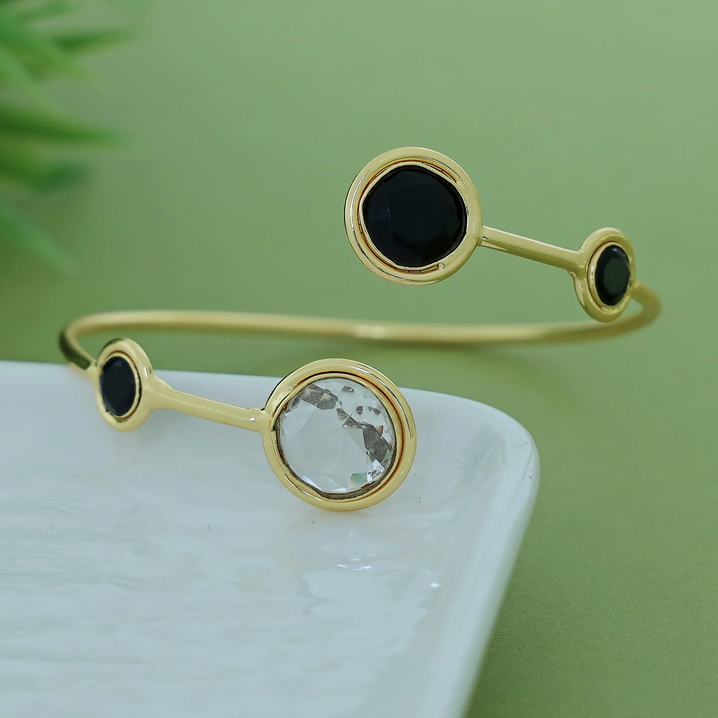 Kaylani Tetra Circle Glossy Stone Bangle - Image 5