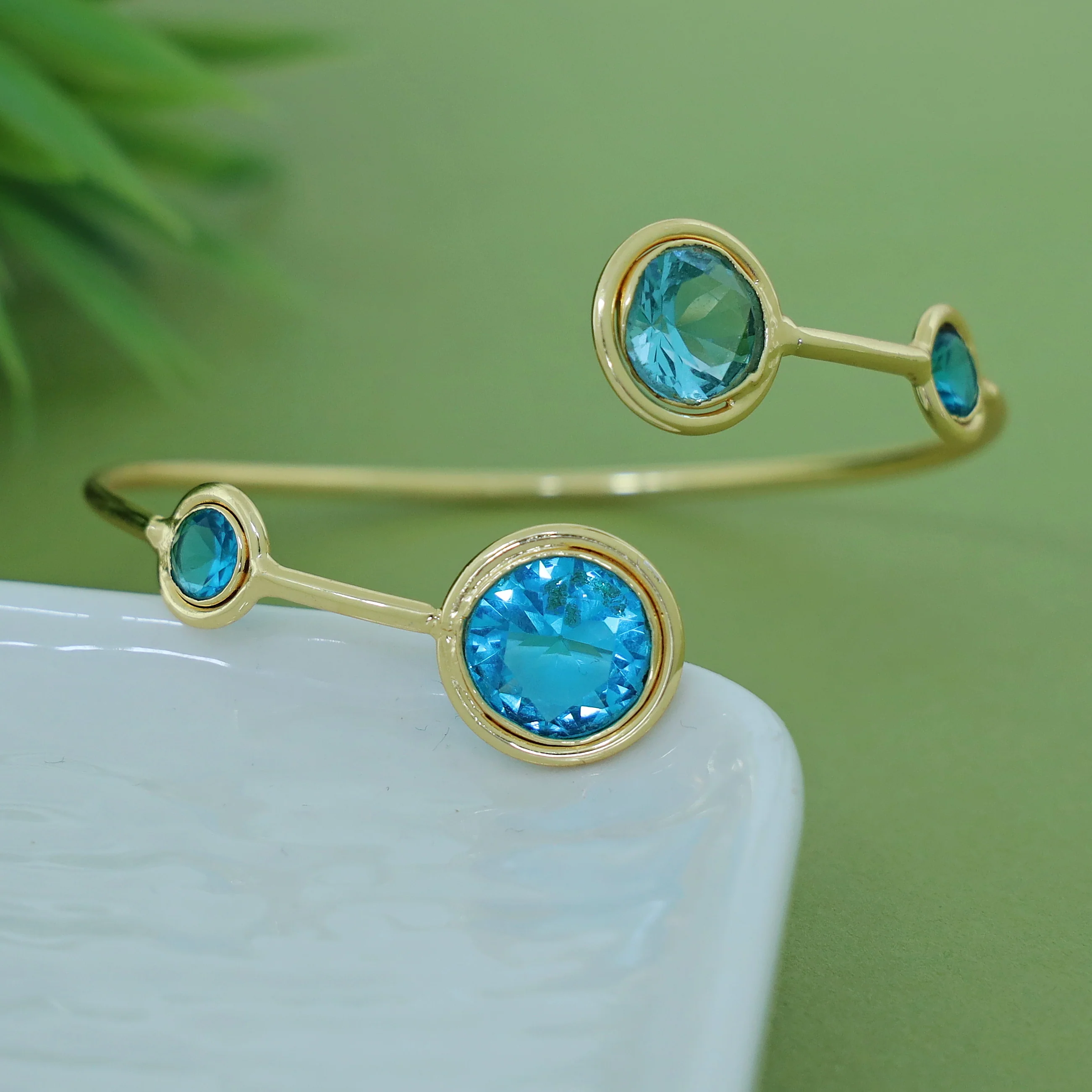 Kaylani Tetra Circle Glossy Stone Bangle - Image 6