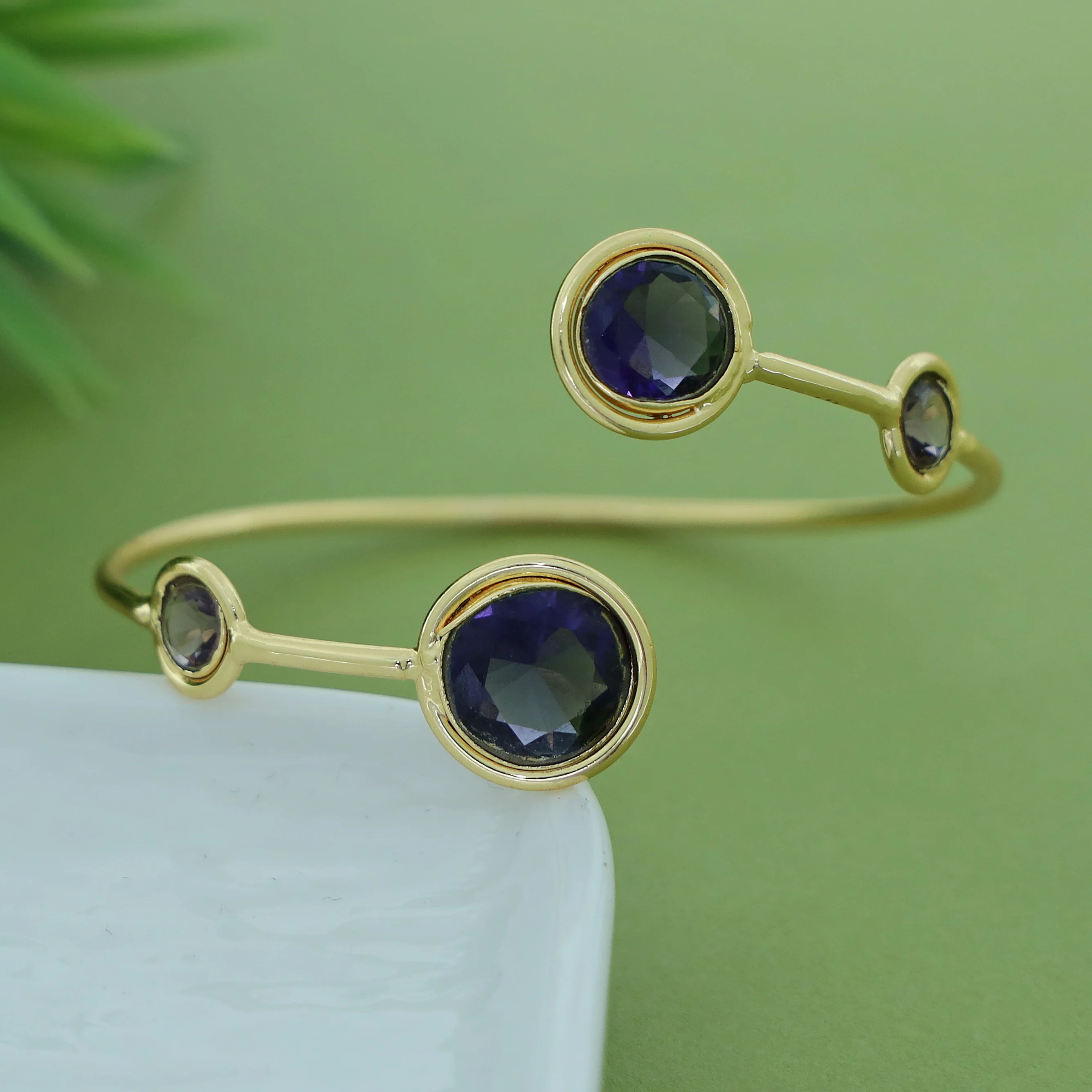 Kaylani Tetra Circle Glossy Stone Bangle - Image 7