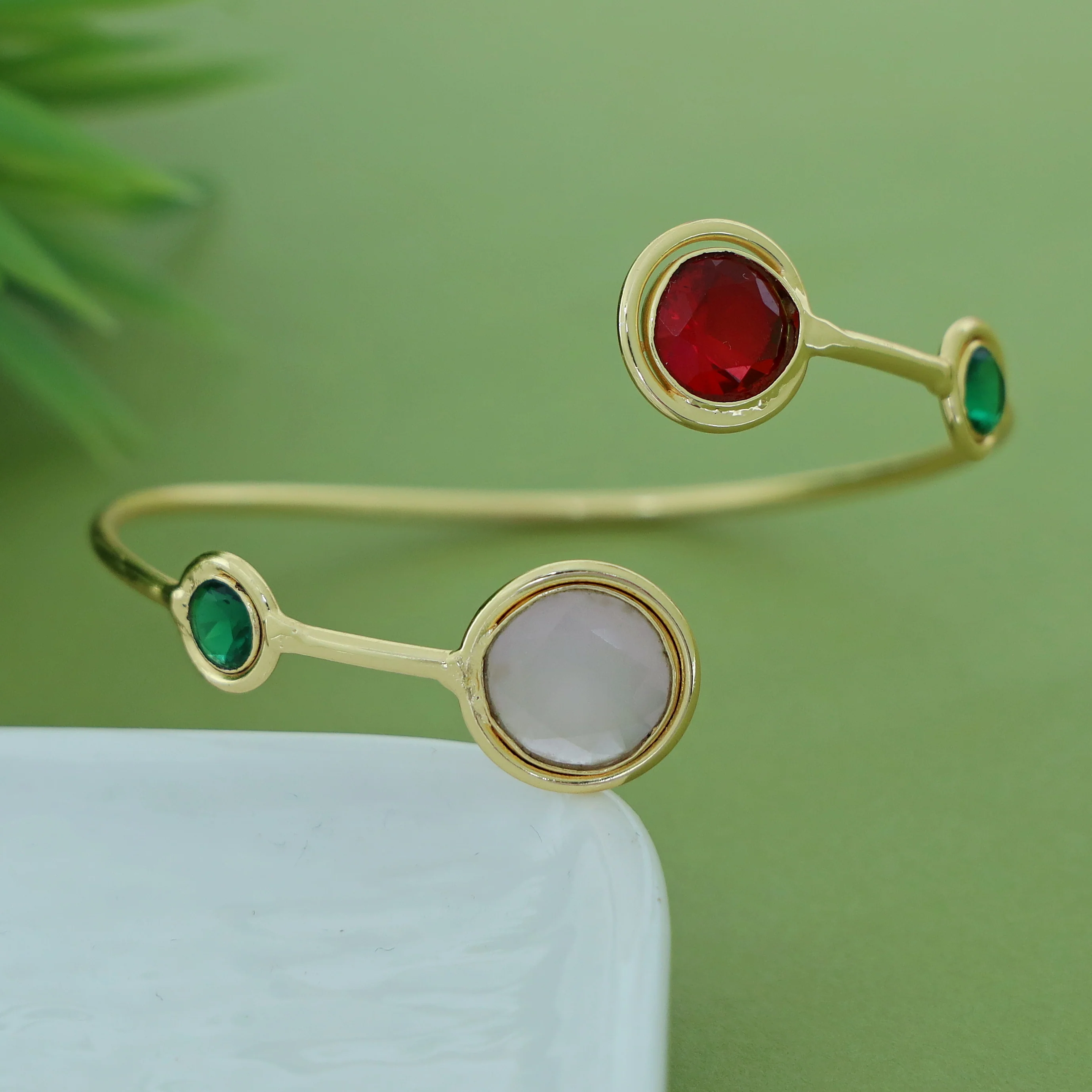 Kaylani Tetra Circle Glossy Stone Bangle - Image 8