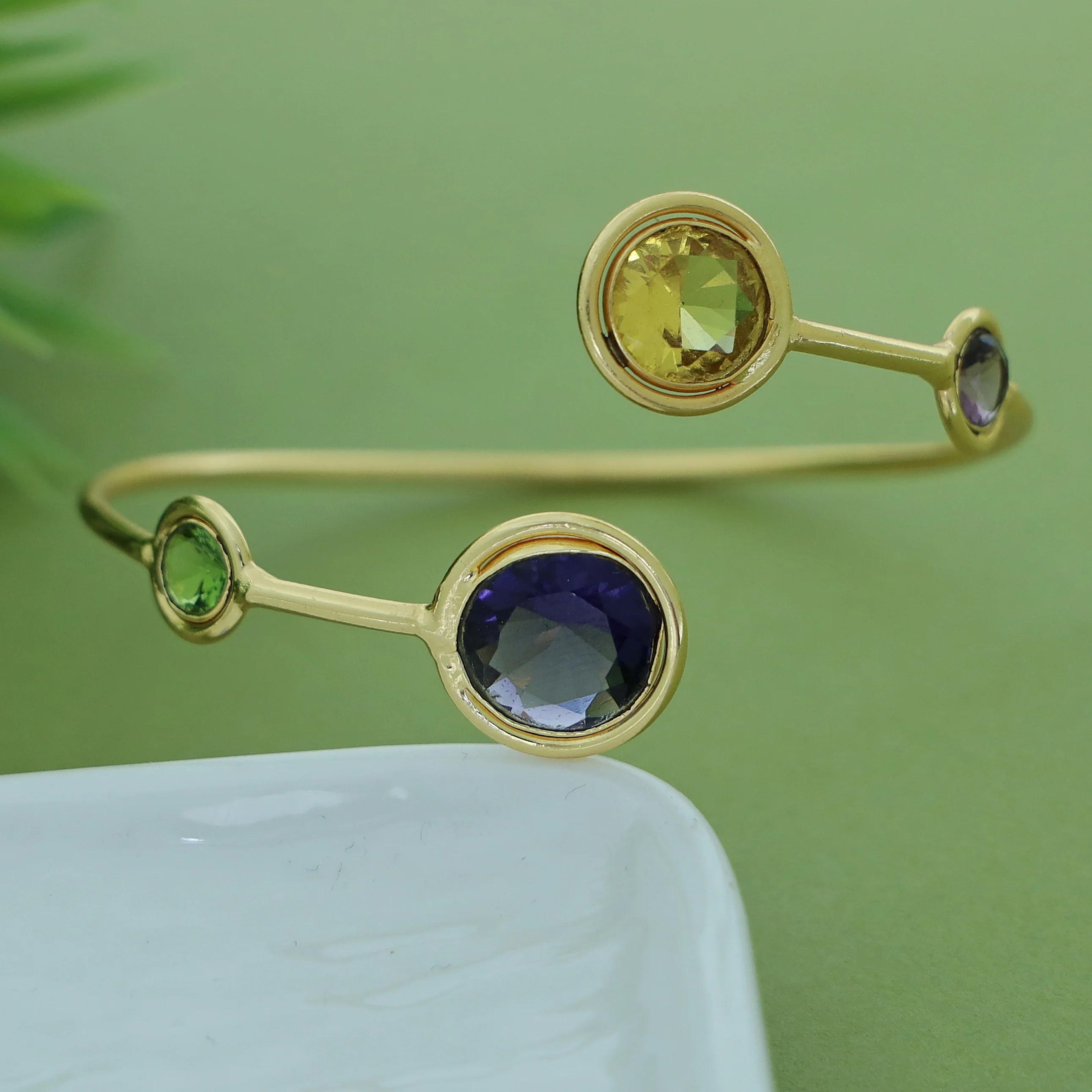 Kaylani Tetra Circle Glossy Stone Bangle - Image 9