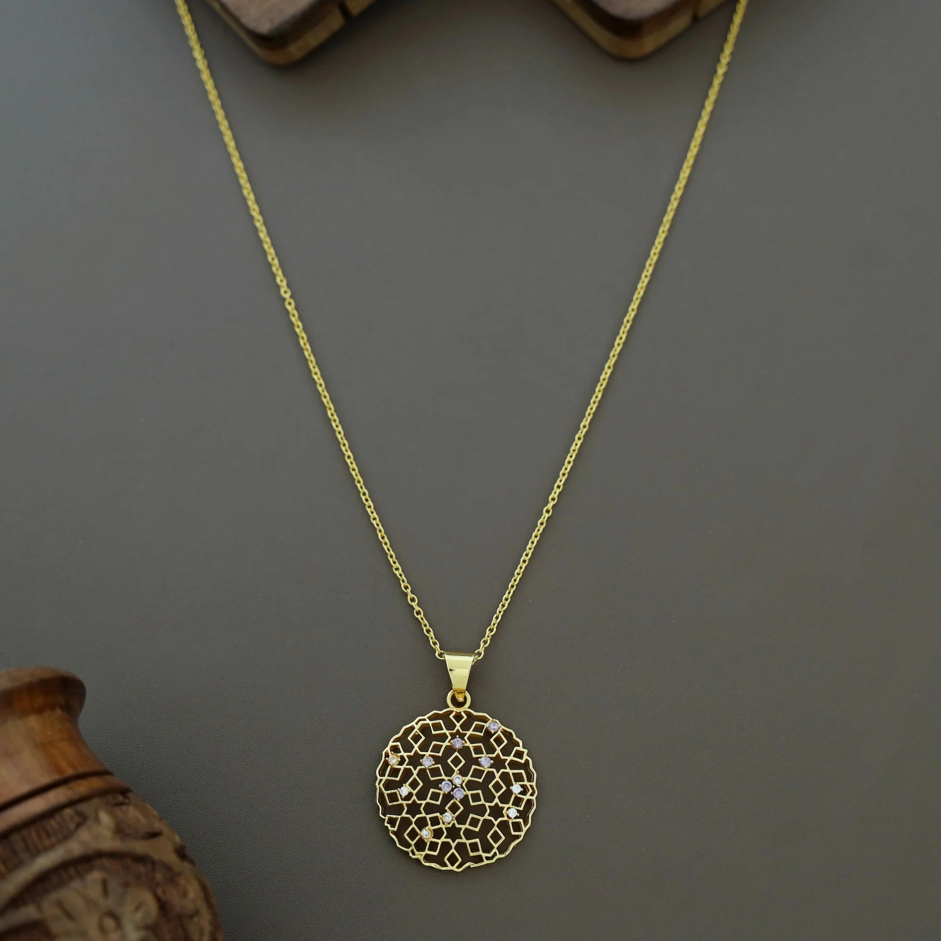 Keima Golden Circle Pendant Neckpiece - Image 2