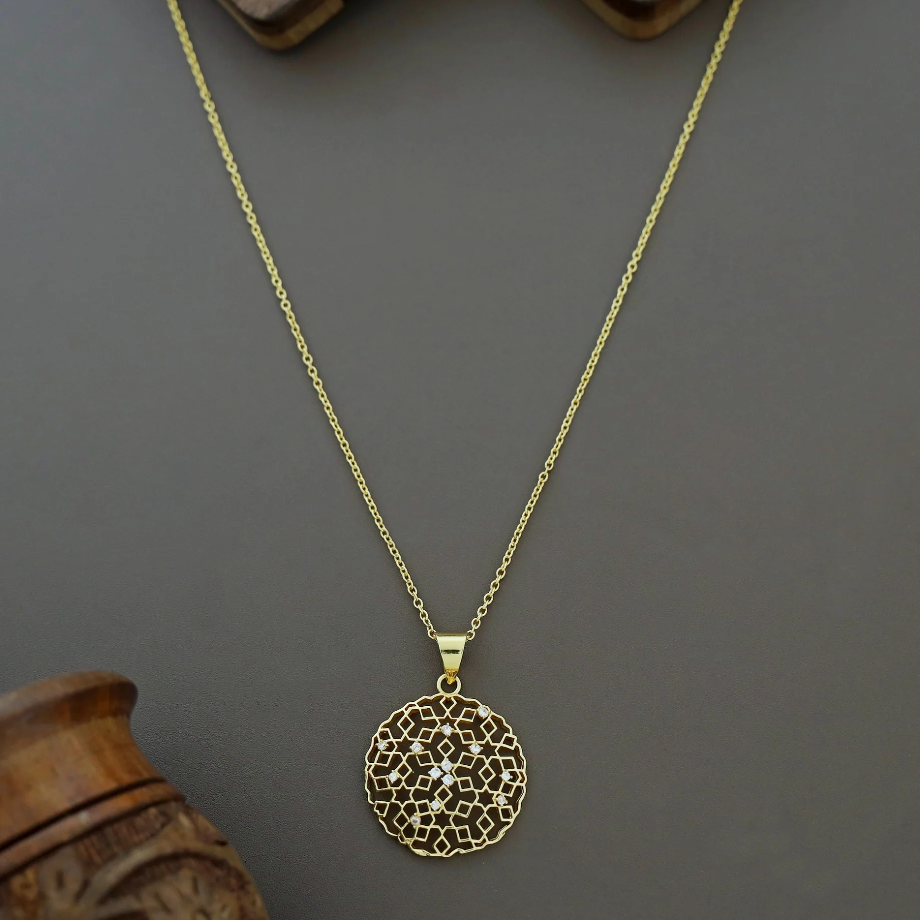 Keima Golden Circle Pendant Neckpiece - Image 4