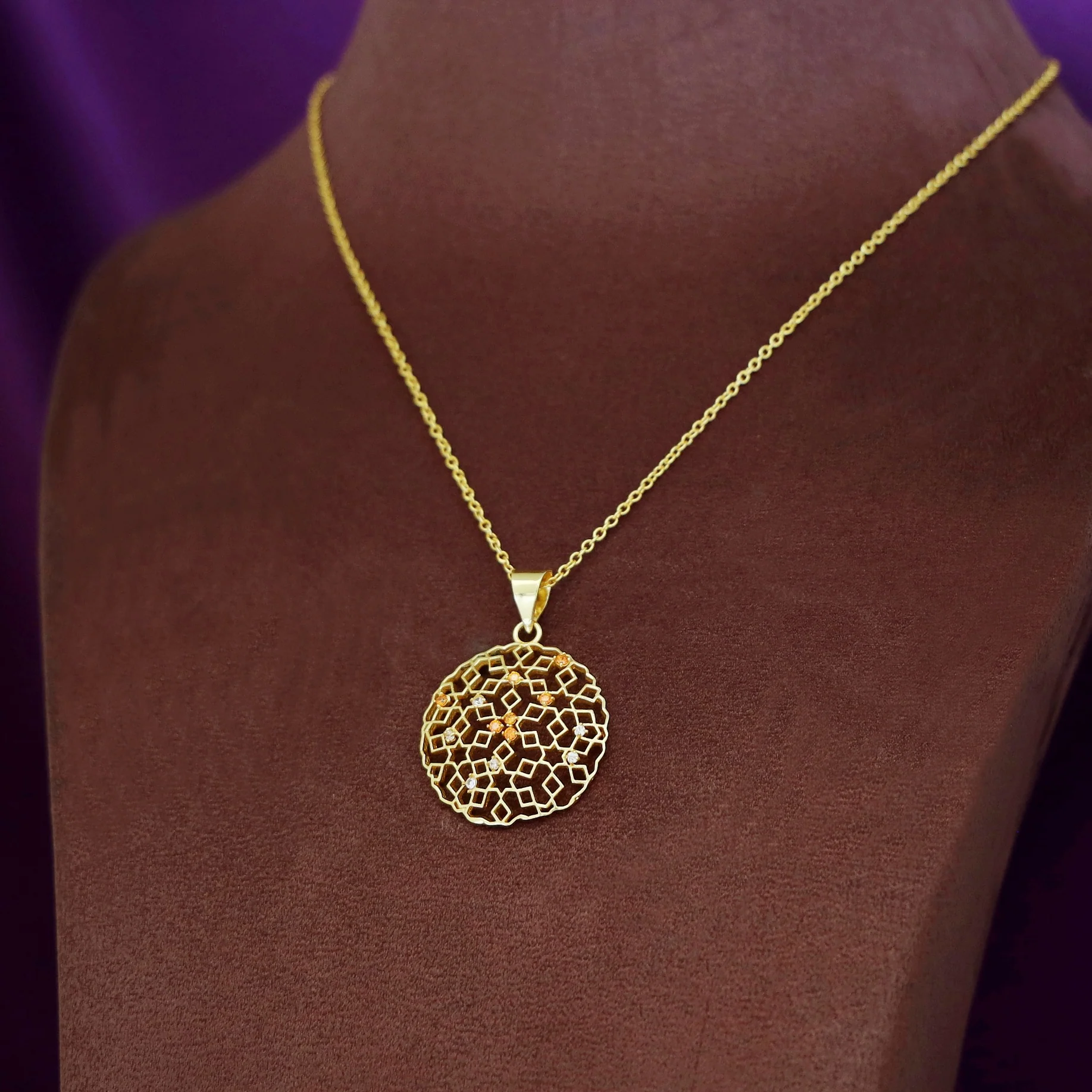 Keima Golden Circle Pendant Neckpiece - Image 5