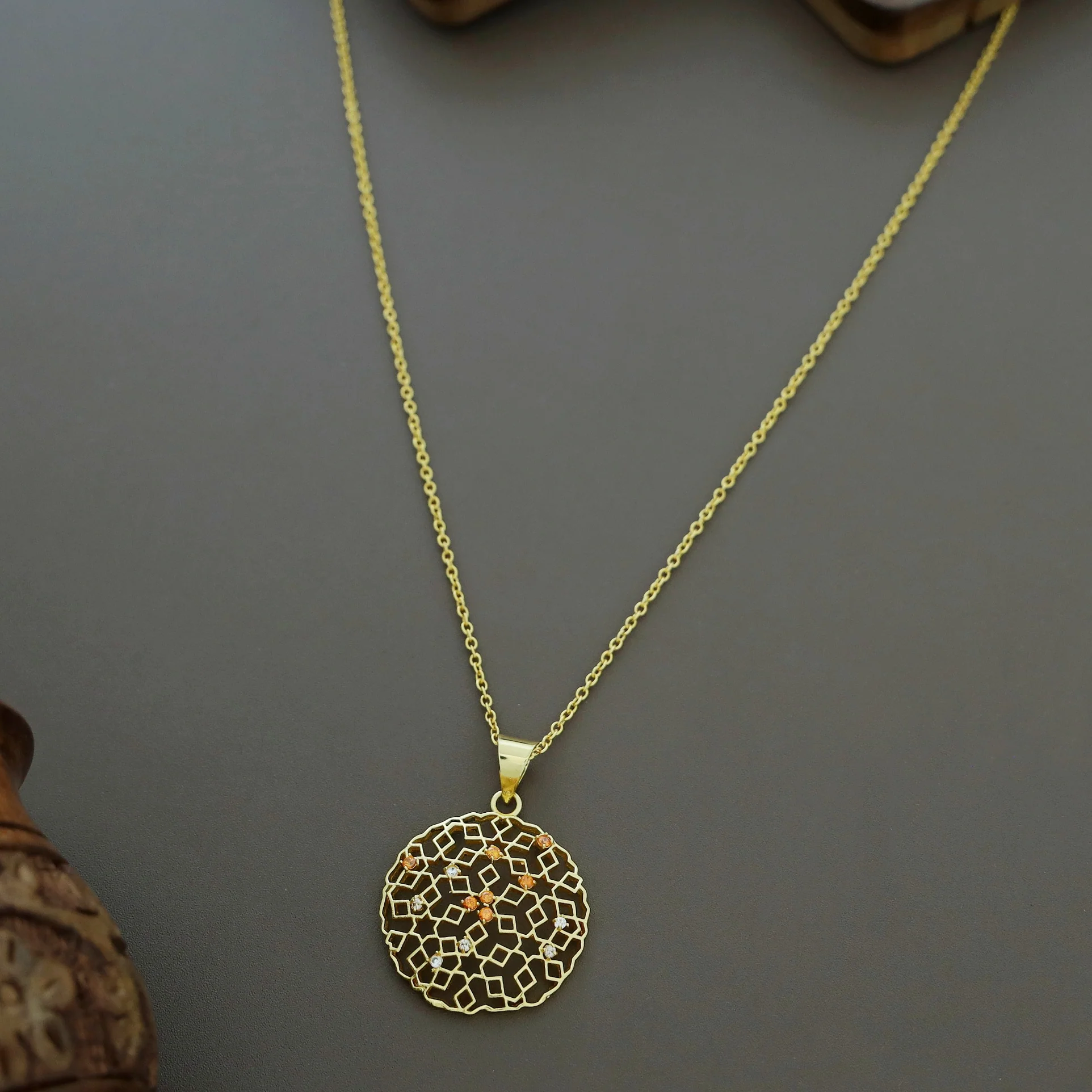 Keima Golden Circle Pendant Neckpiece - Image 6