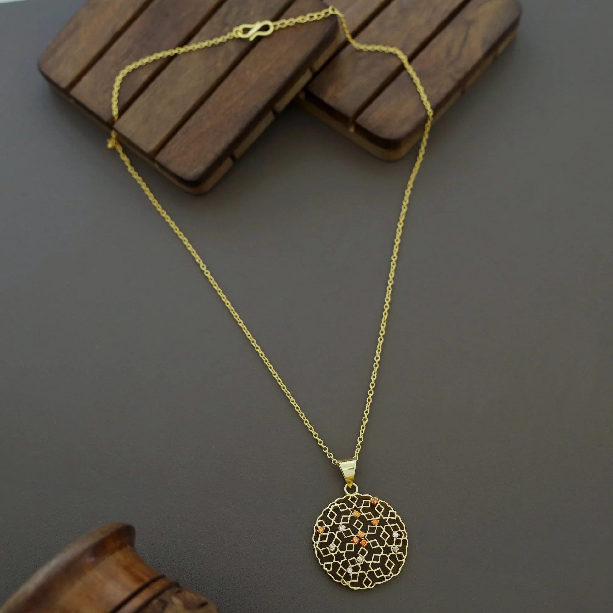 Keima Golden Circle Pendant Neckpiece - Image 7