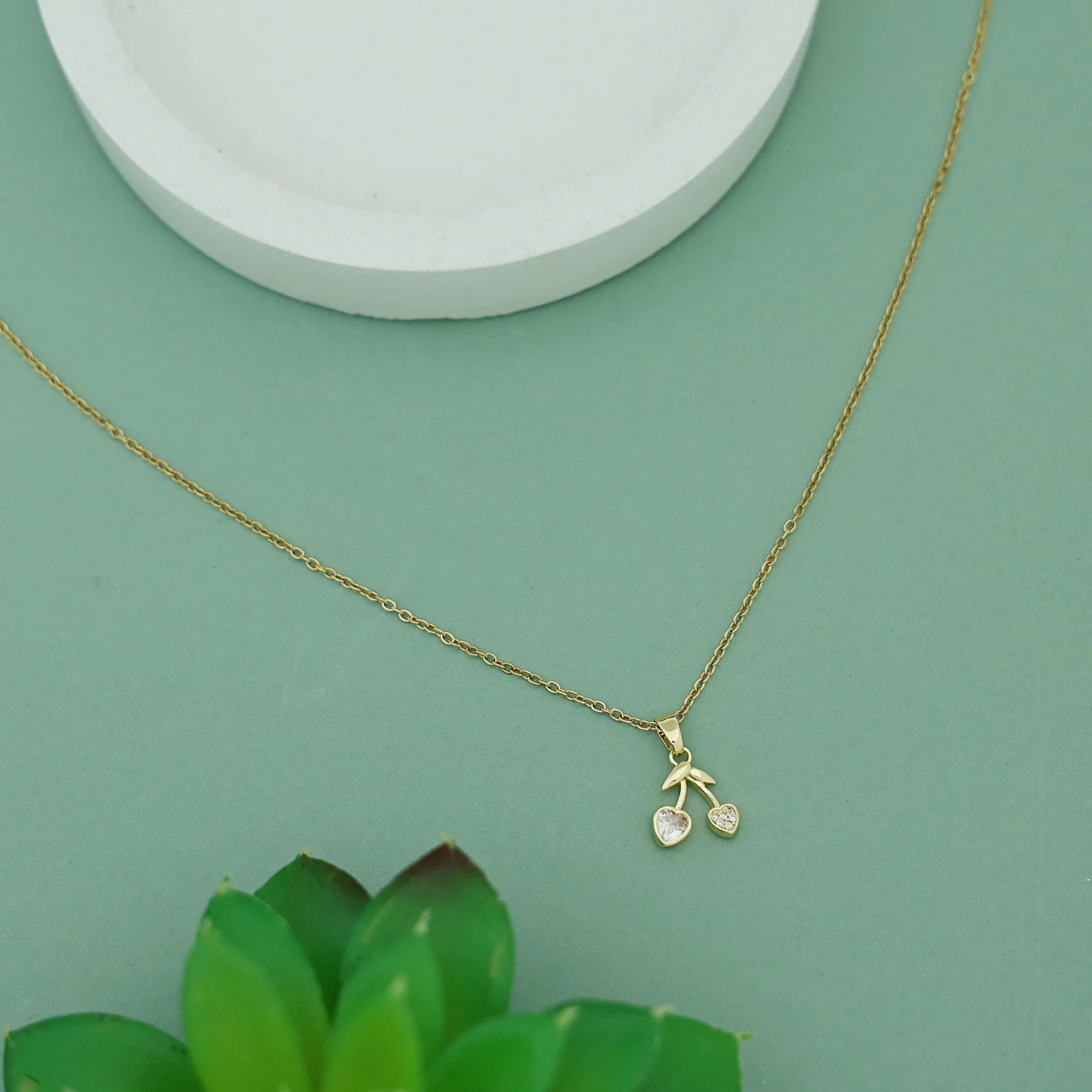Khloe Dual Heart Cherry Neckpiece - Image 2