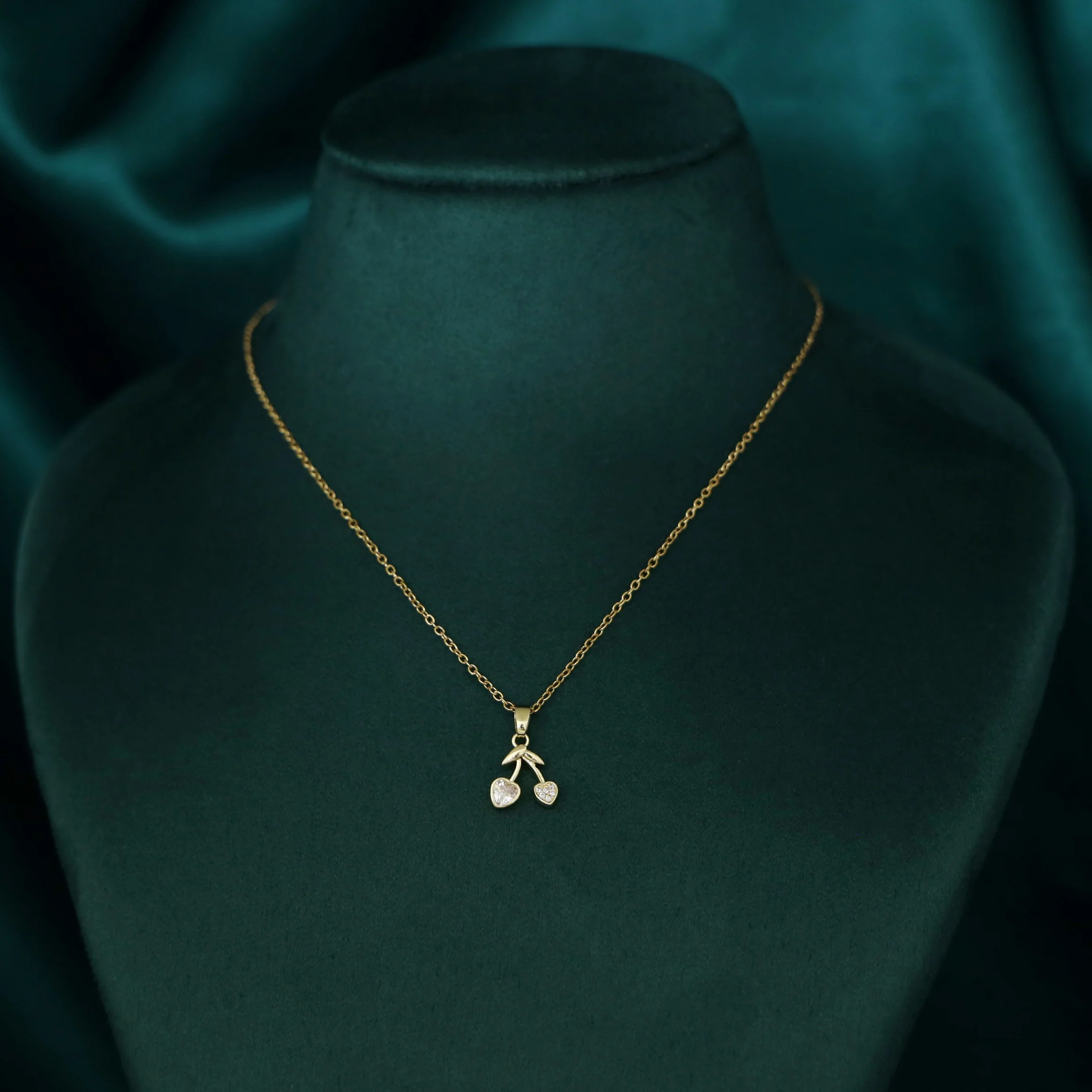 Khloe Dual Heart Cherry Neckpiece - Image 3