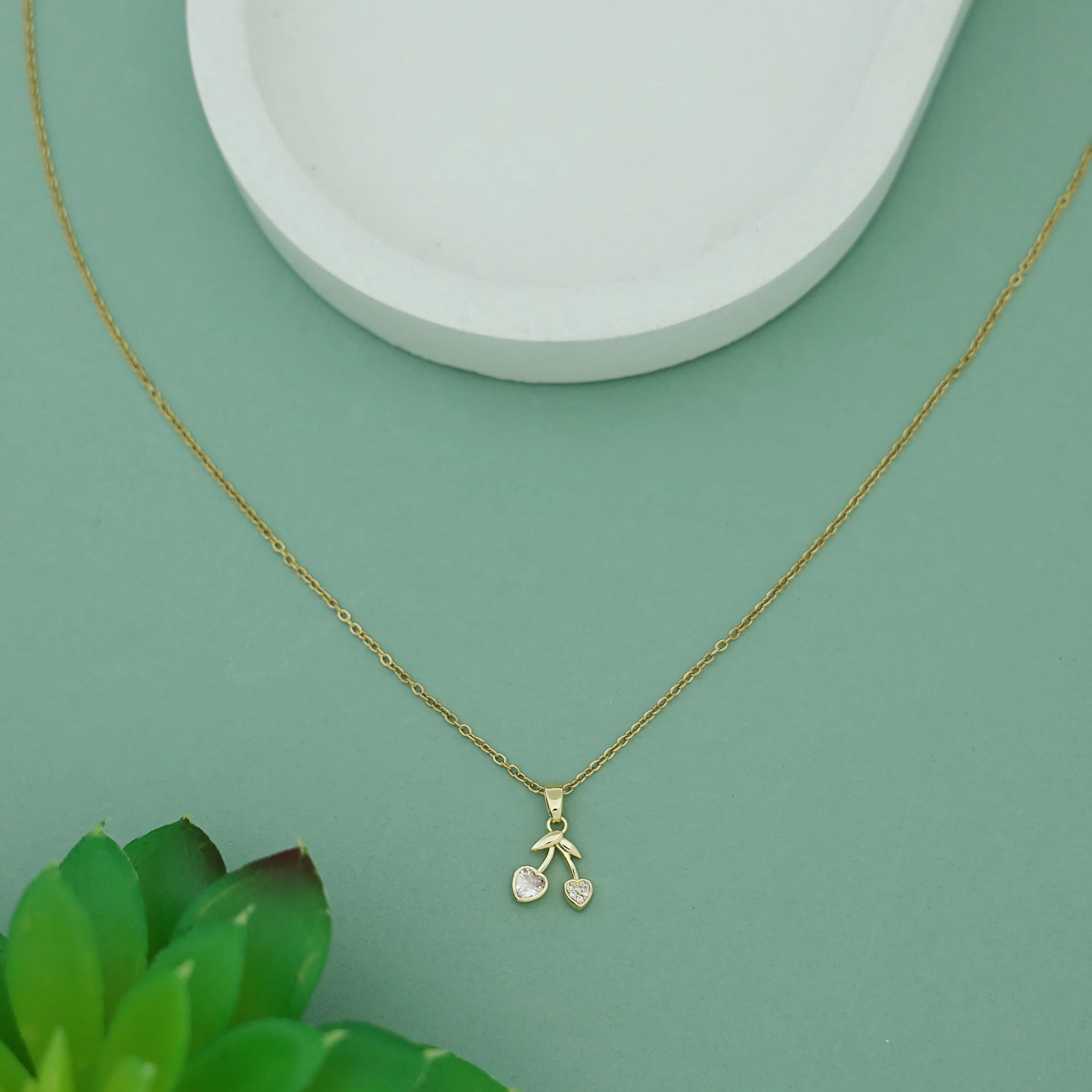 Khloe Dual Heart Cherry Neckpiece - Image 4