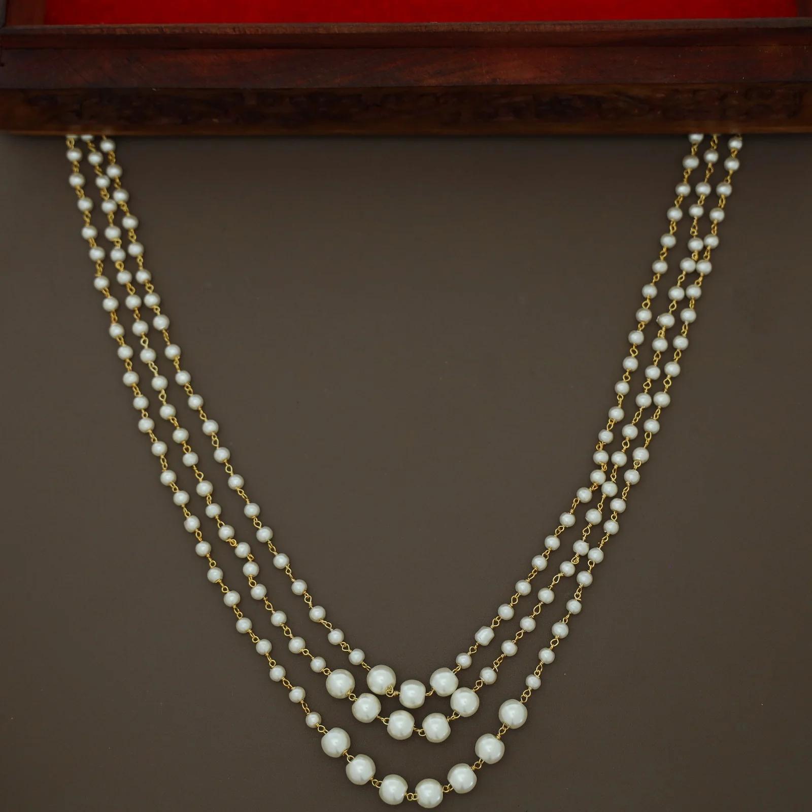 Kiana 3 Layer Pearl Long Neckpiece - Image 3