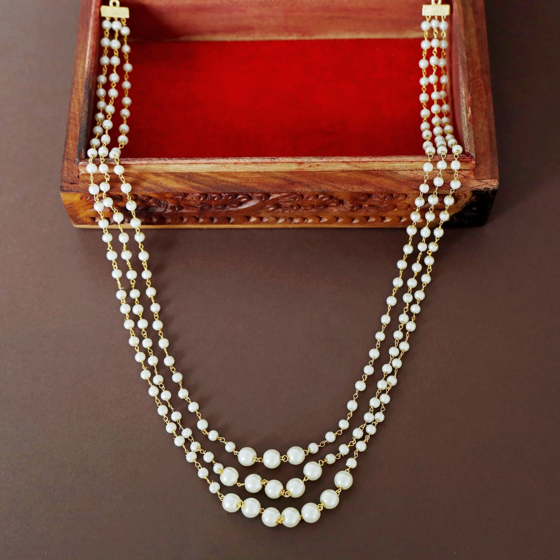 Kiana 3 Layer Pearl Long Neckpiece - Image 5