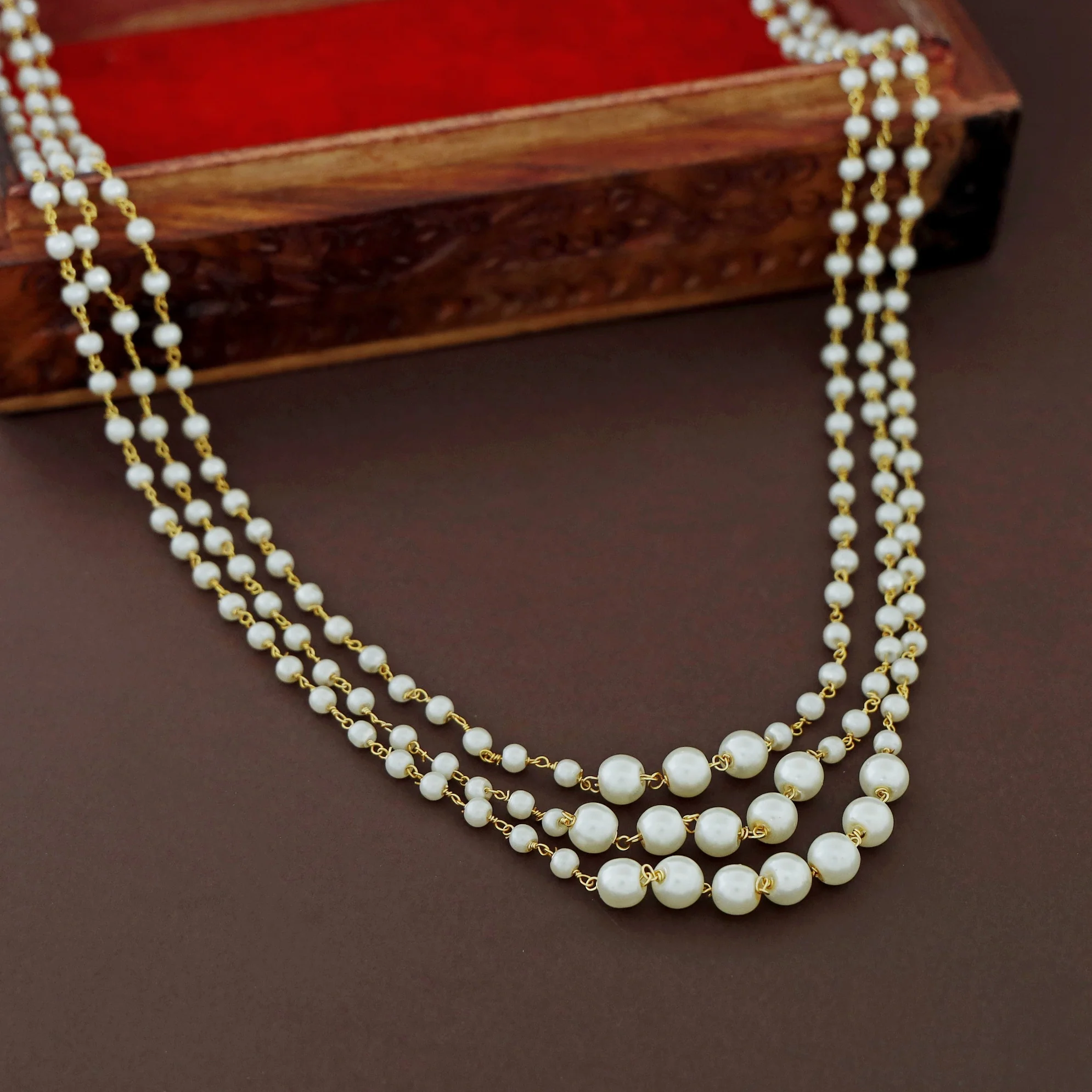 Kiana 3 Layer Pearl Long Neckpiece - Image 6