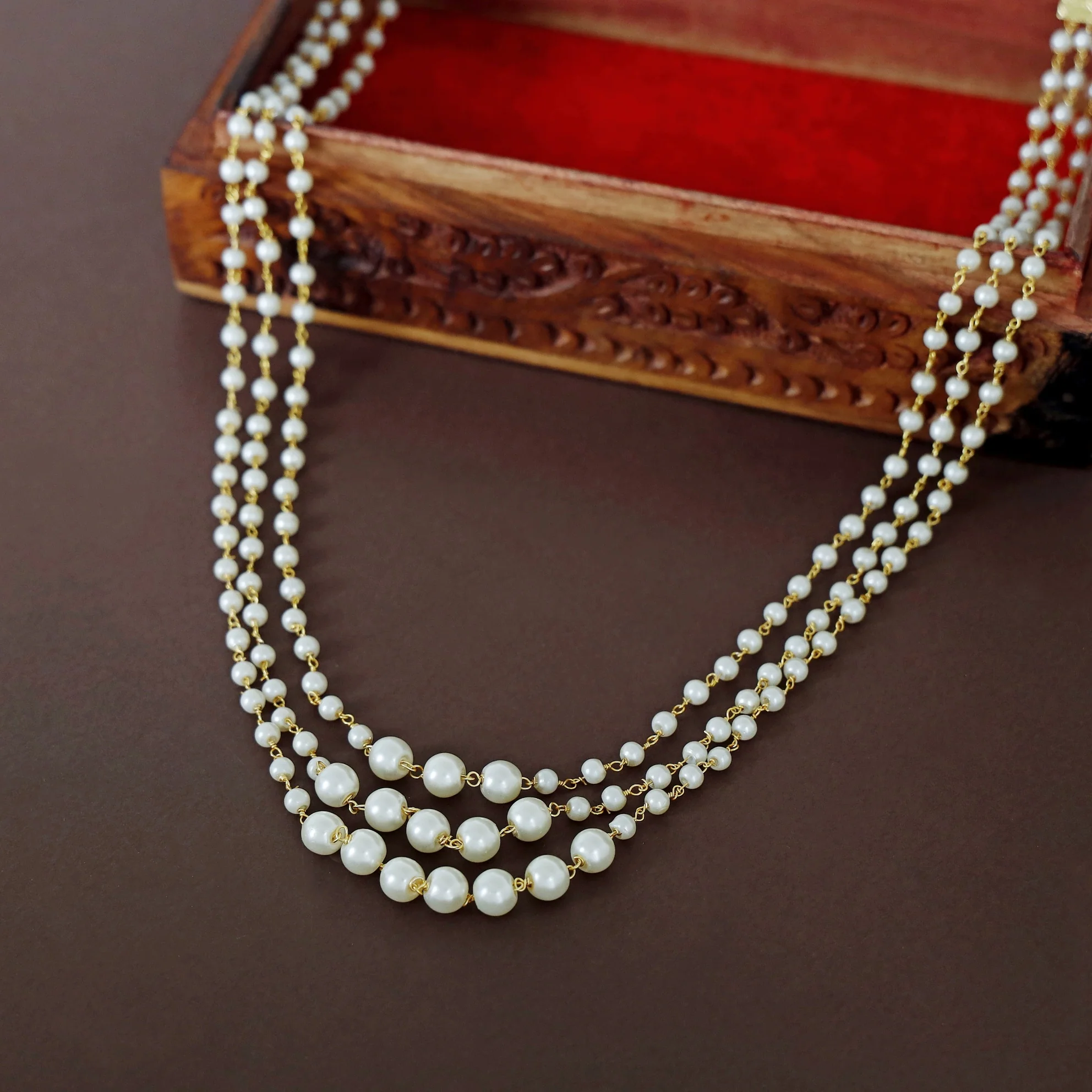 Kiana 3 Layer Pearl Long Neckpiece - Image 7