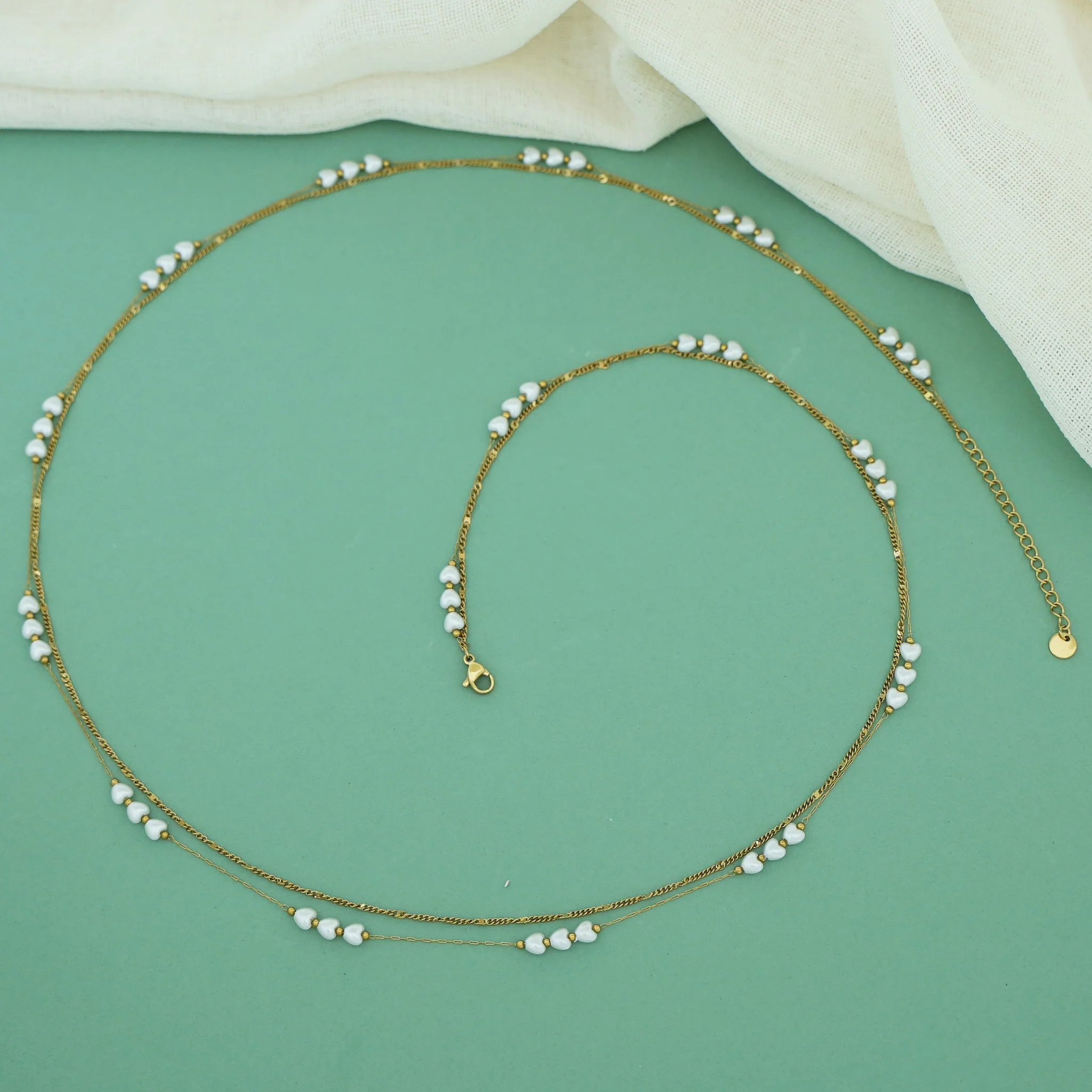 Kiana Heart Pearl 2 Layer Hip Chain - Image 2
