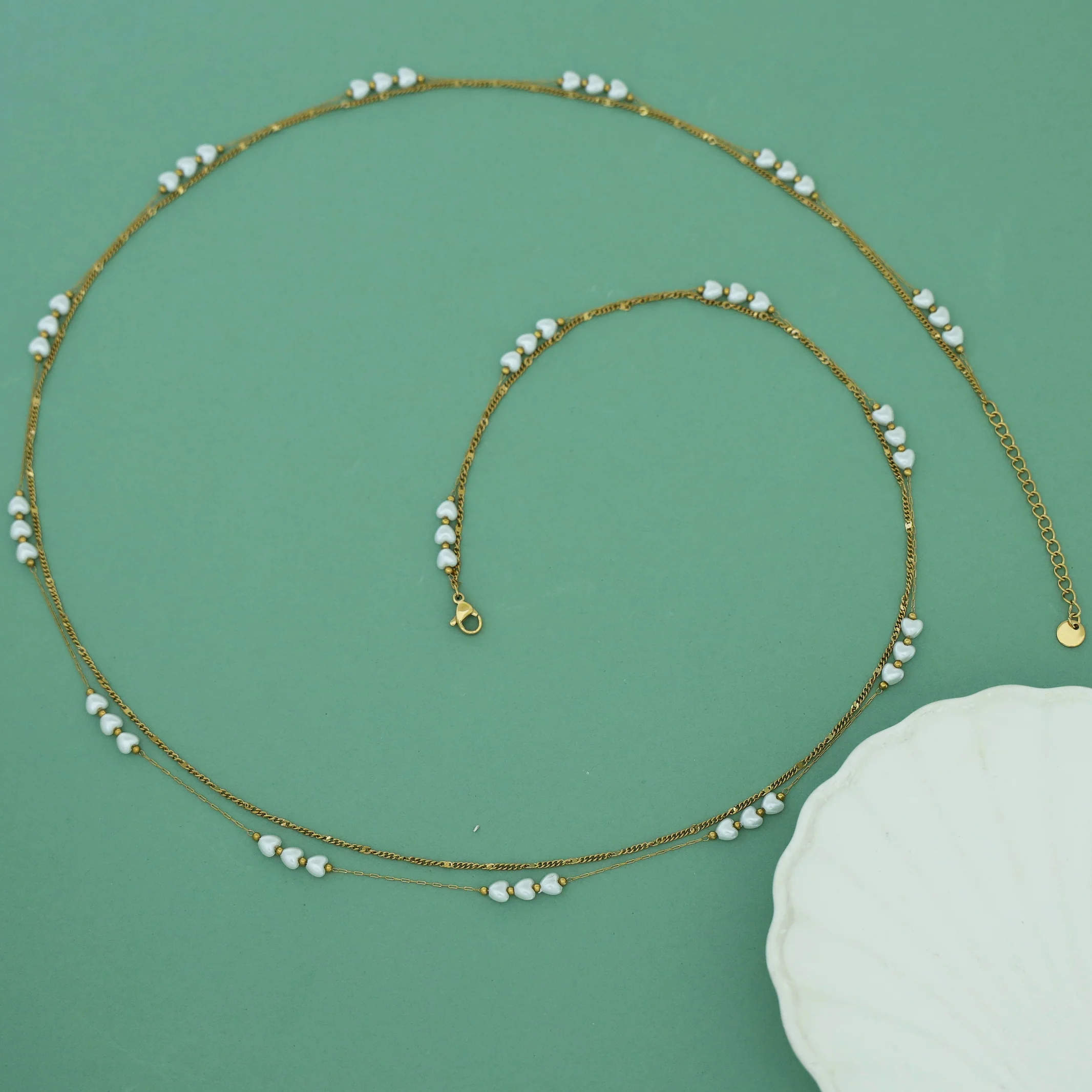 Kiana Heart Pearl 2 Layer Hip Chain - Image 3