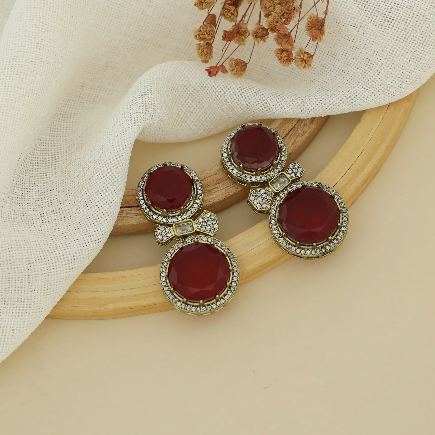 Kiansha Dual Glossy Round Earring - Image 2