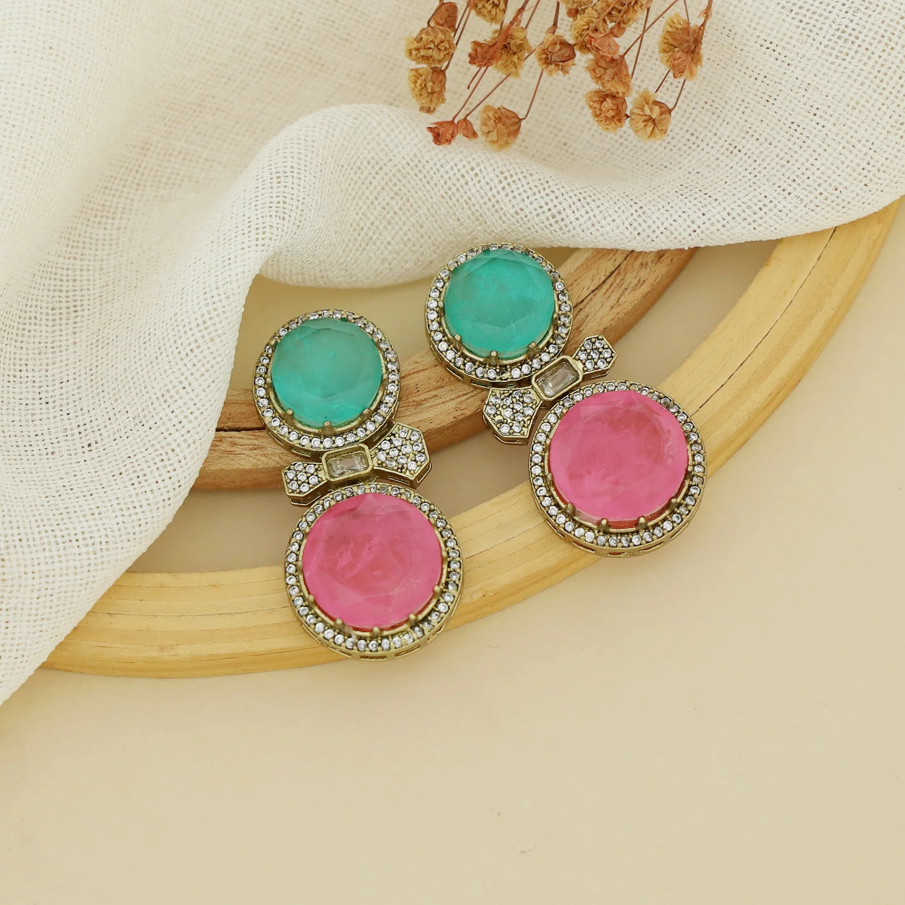 Kiansha Dual Glossy Round Earring - Image 3