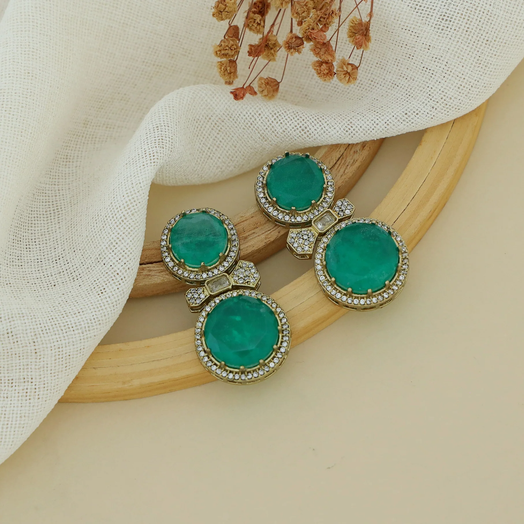 Kiansha Dual Glossy Round Earring - Image 4