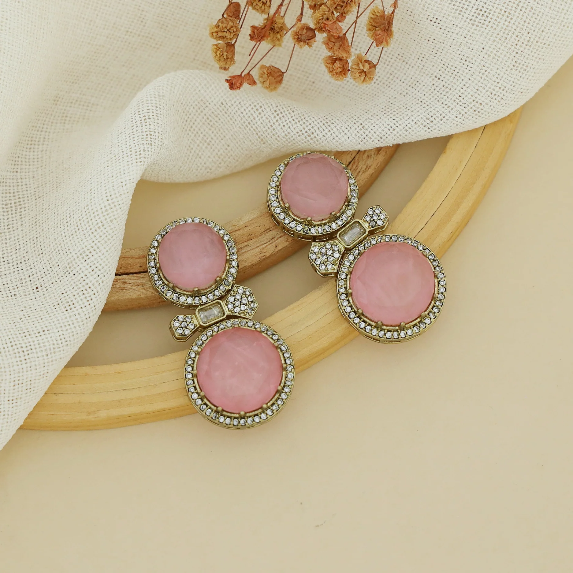 Kiansha Dual Glossy Round Earring - Image 5