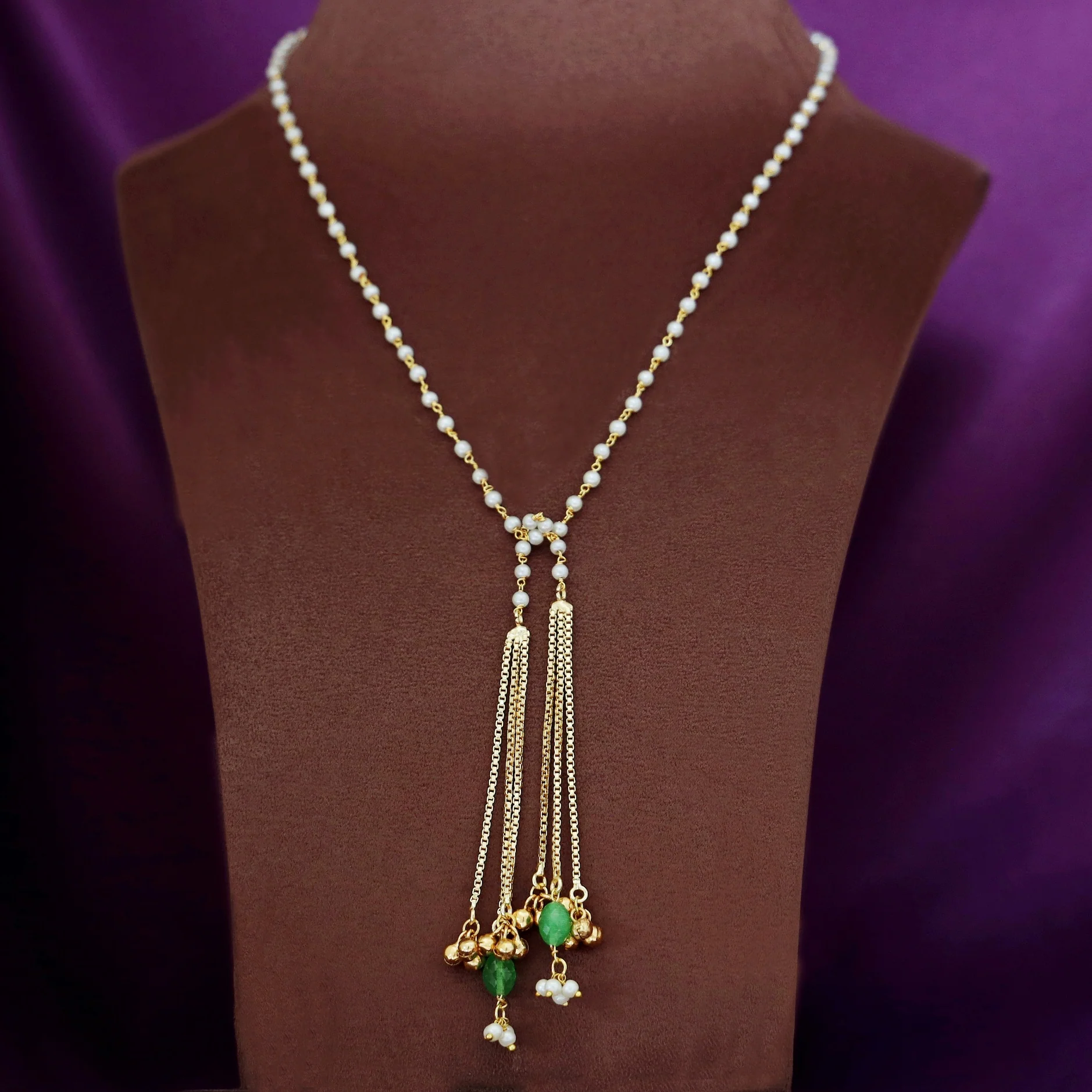 Kiara Pearl Simple Chain Ghunguroo Neckpiece - Image 4