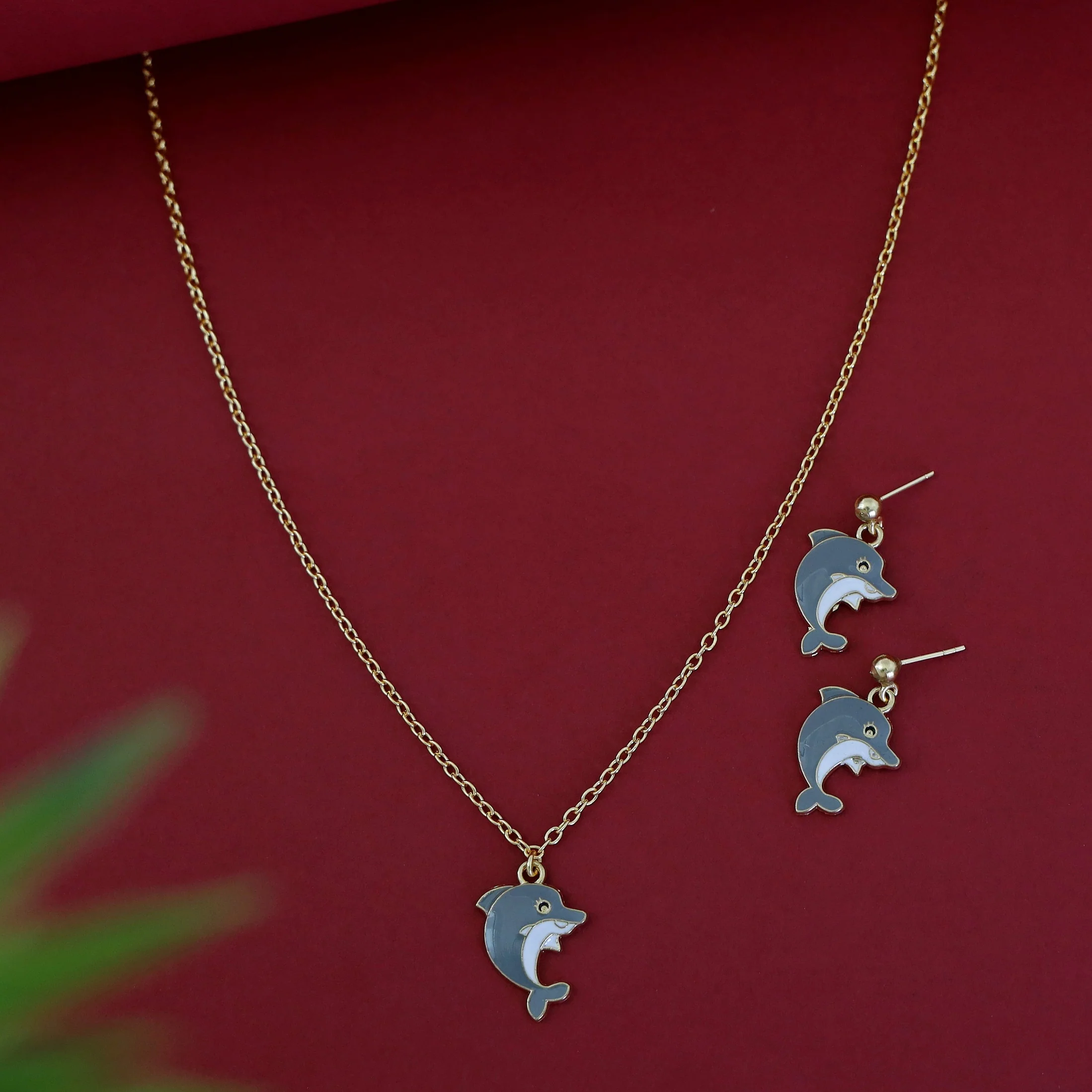 Kids Charm Tiny Dolphin Neckpiece With Earring - Image 5