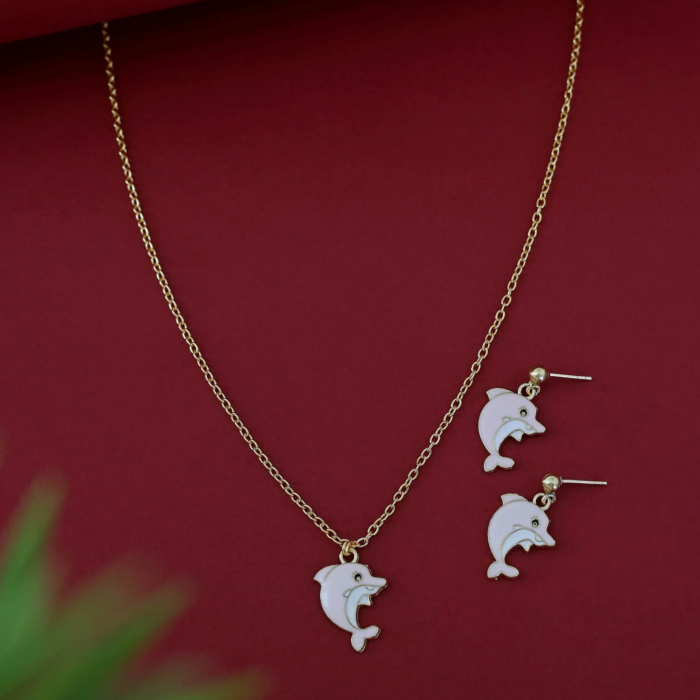 Kids Charm Tiny Dolphin Neckpiece With Earring - Image 6