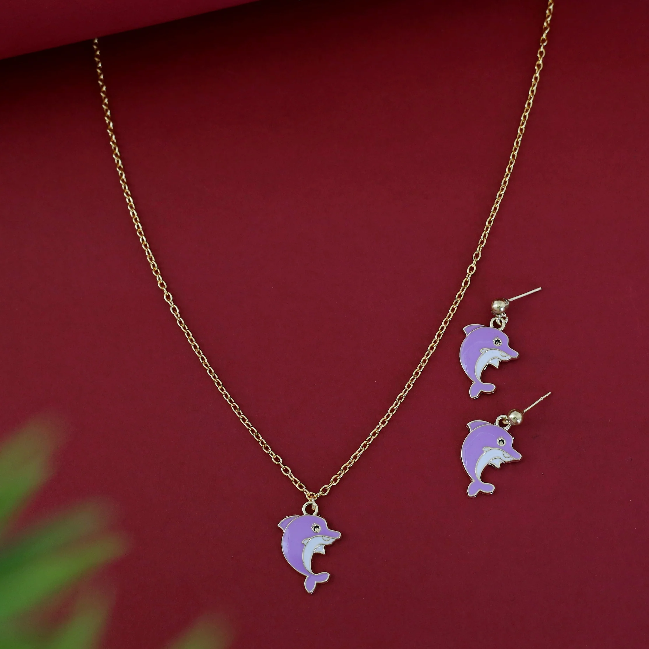 Kids Charm Tiny Dolphin Neckpiece With Earring - Image 7