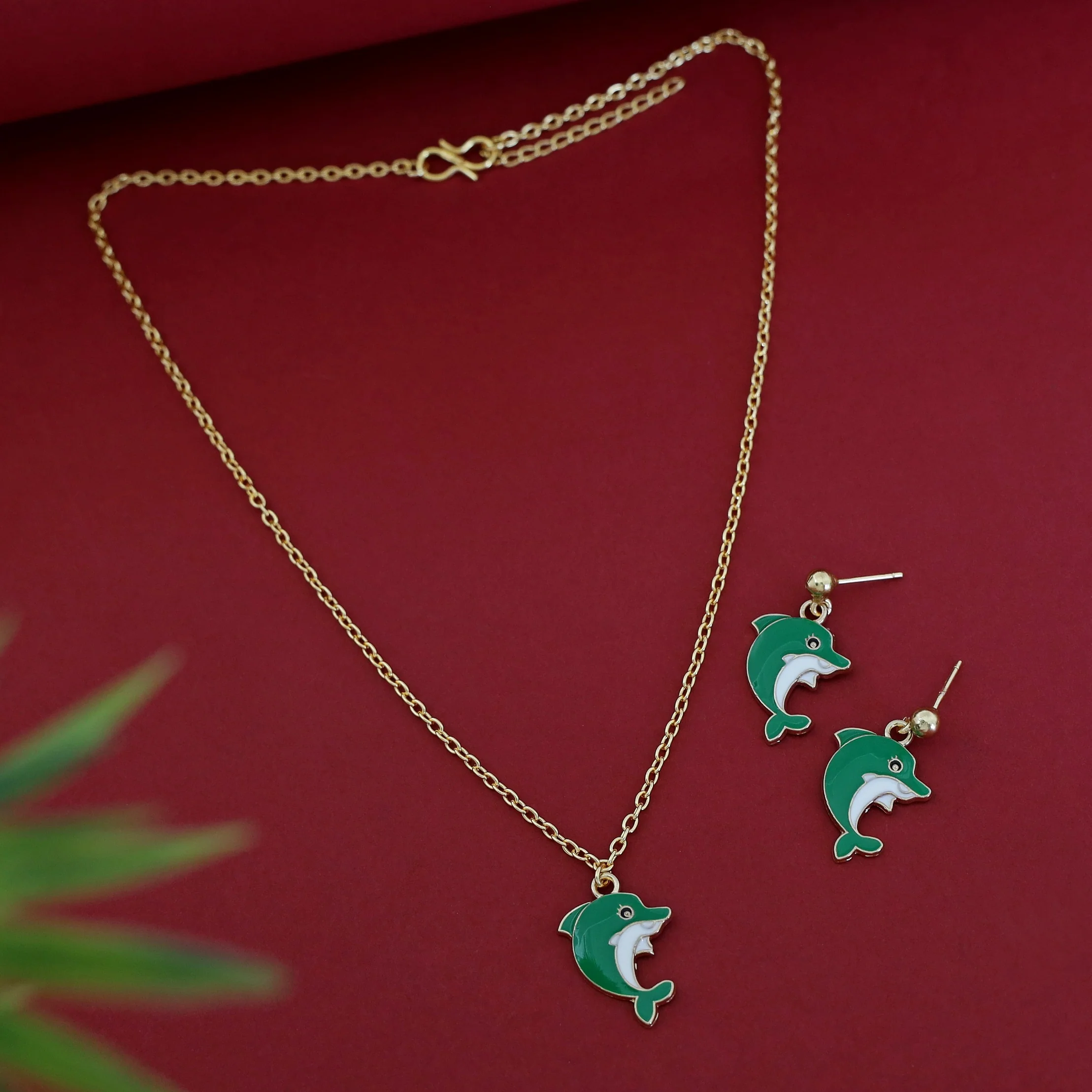 Kids Charm Tiny Dolphin Neckpiece With Earring - Image 8