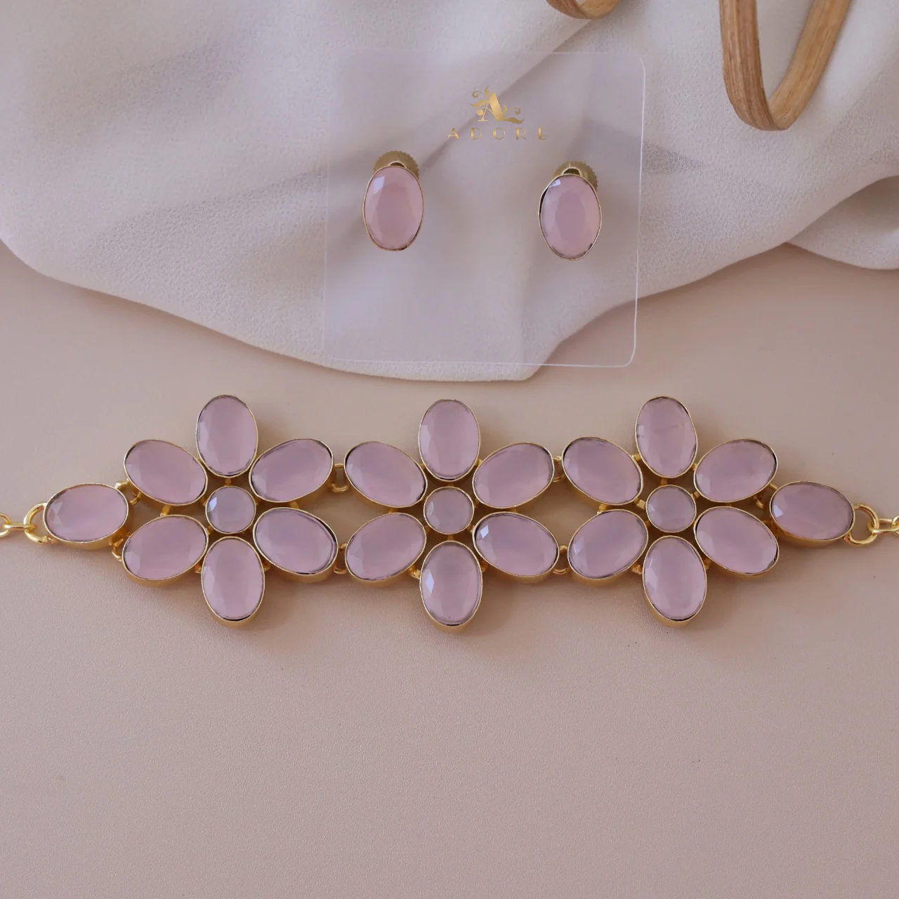 Kirsten Glossy Flower Choker With Stud - Image 6