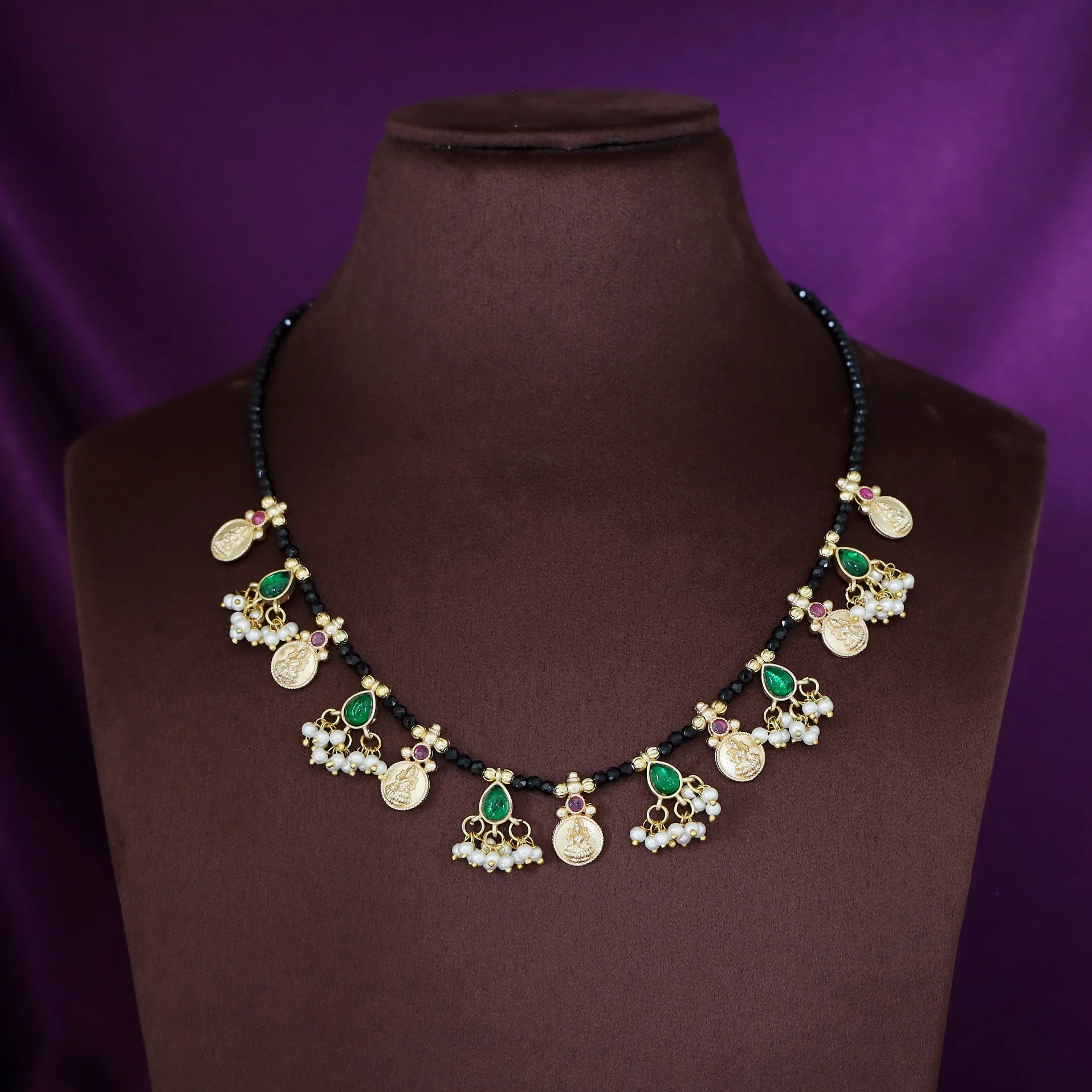 Kiyansha Black Onyx Beaded Devi Pearl Neckpiece - Image 2