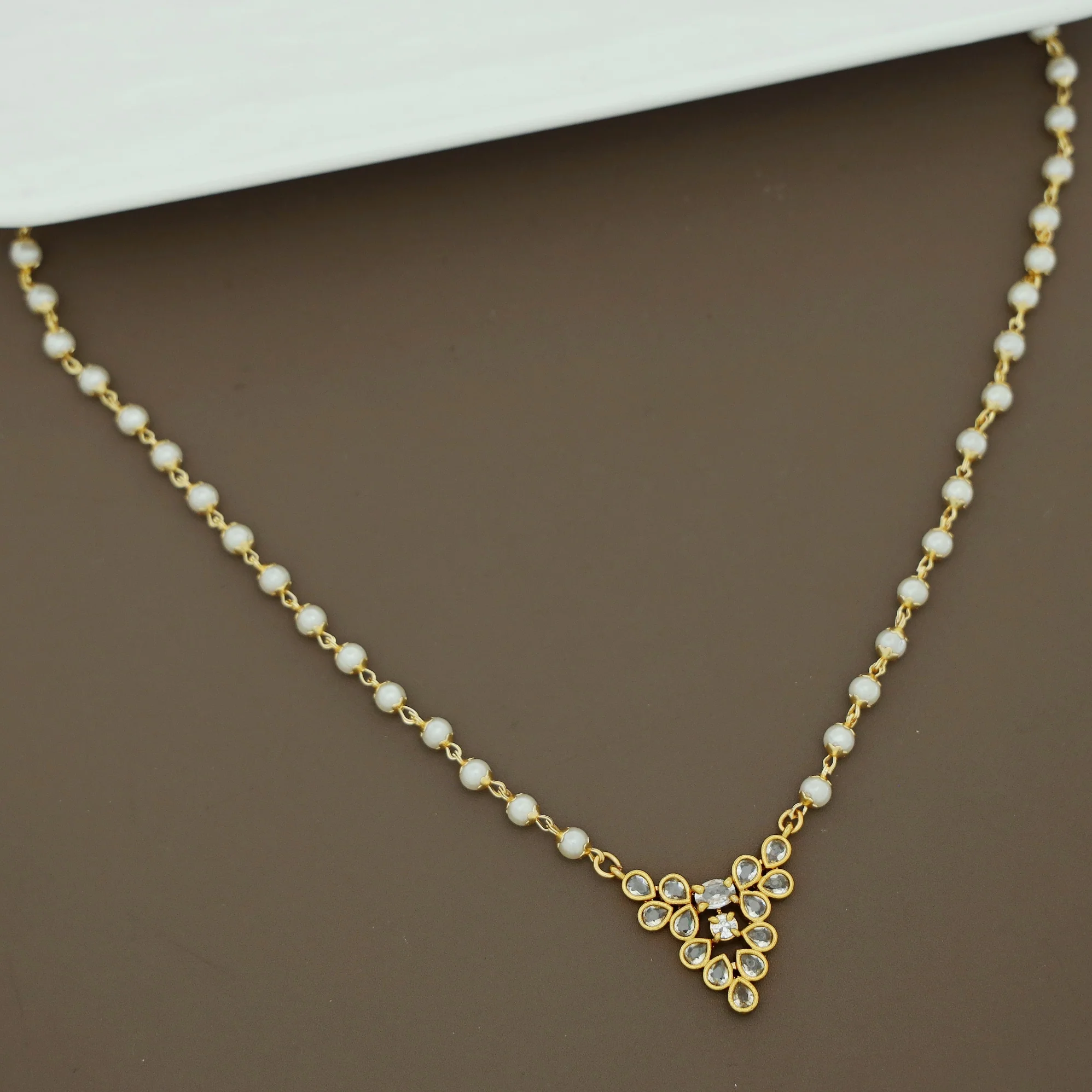 Kridaya Pearl Glossy Stone Short Neckpiece - Image 4
