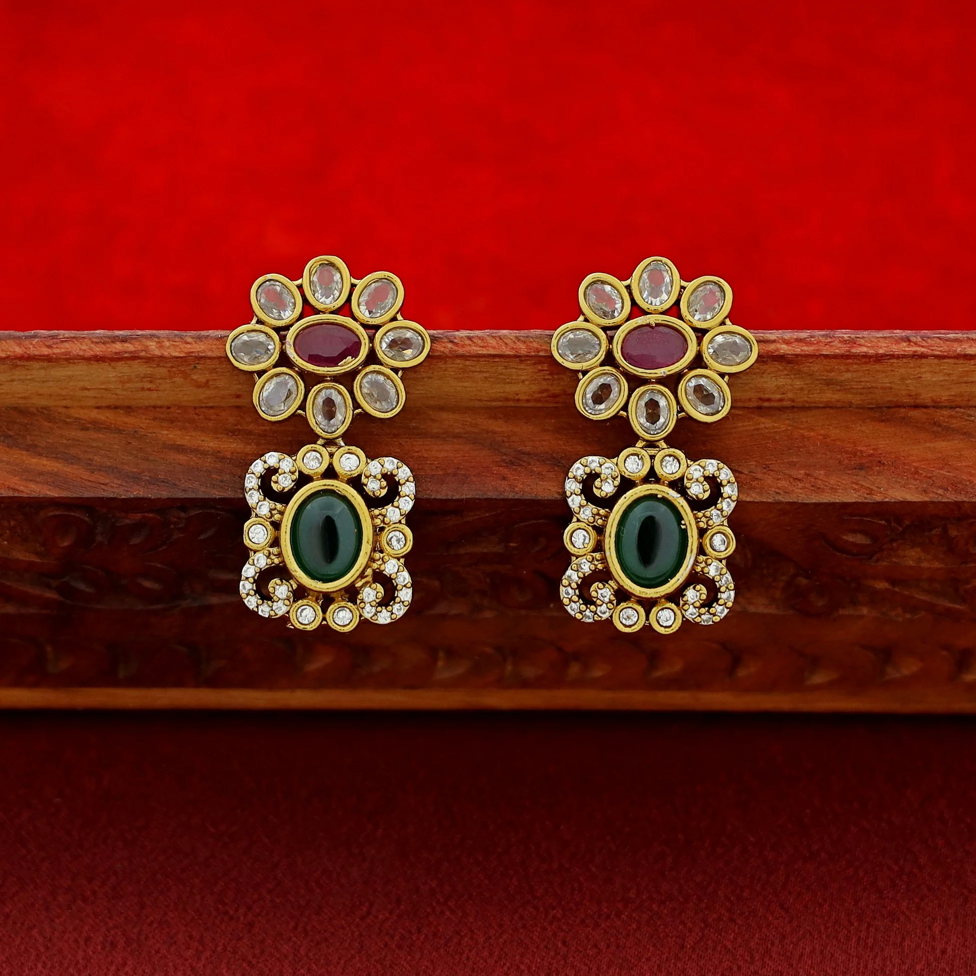 Kritika AD Stone Short Neckpiece With Earring - Image 7