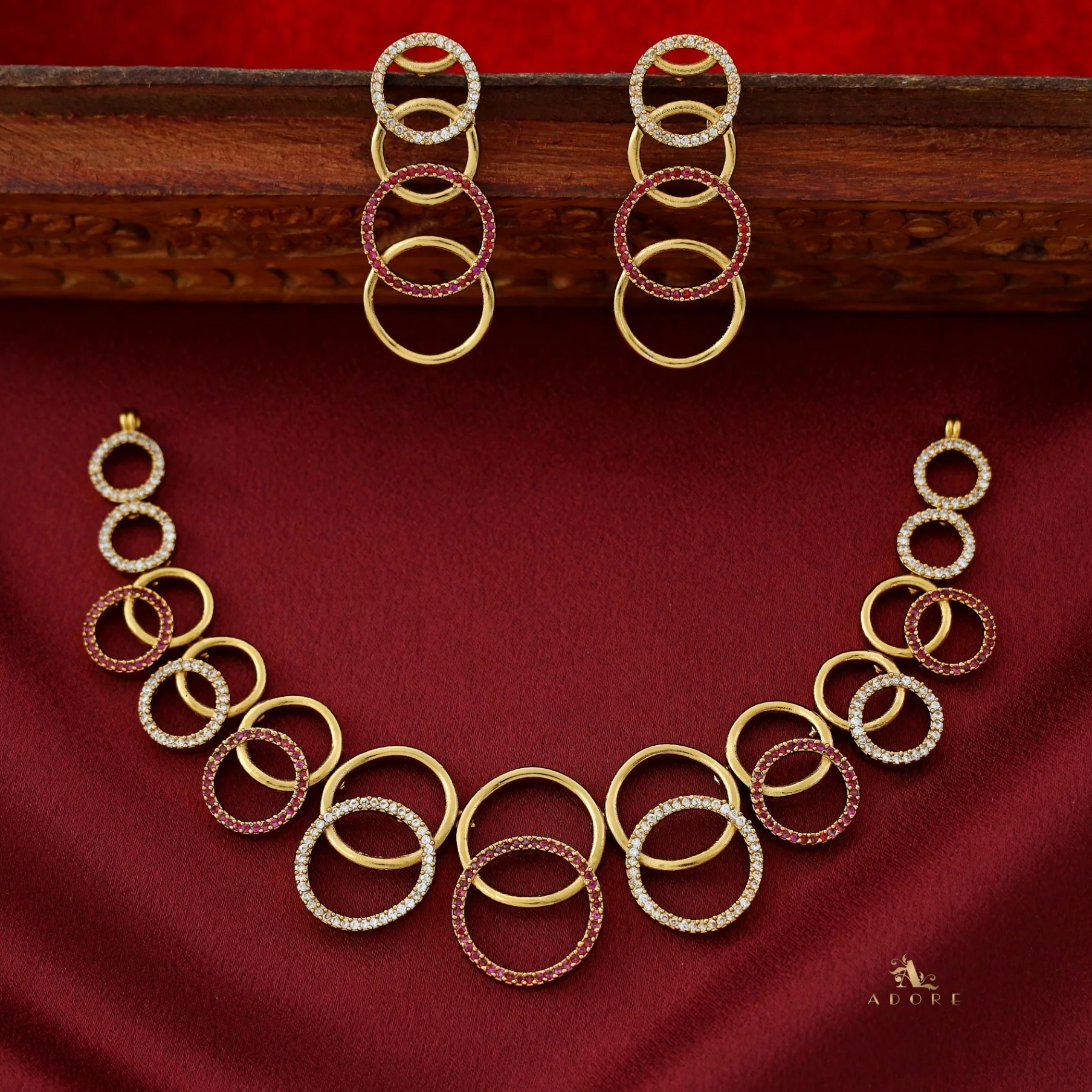 Laila AD Stone Short Neckpiece With Earring - Image 10