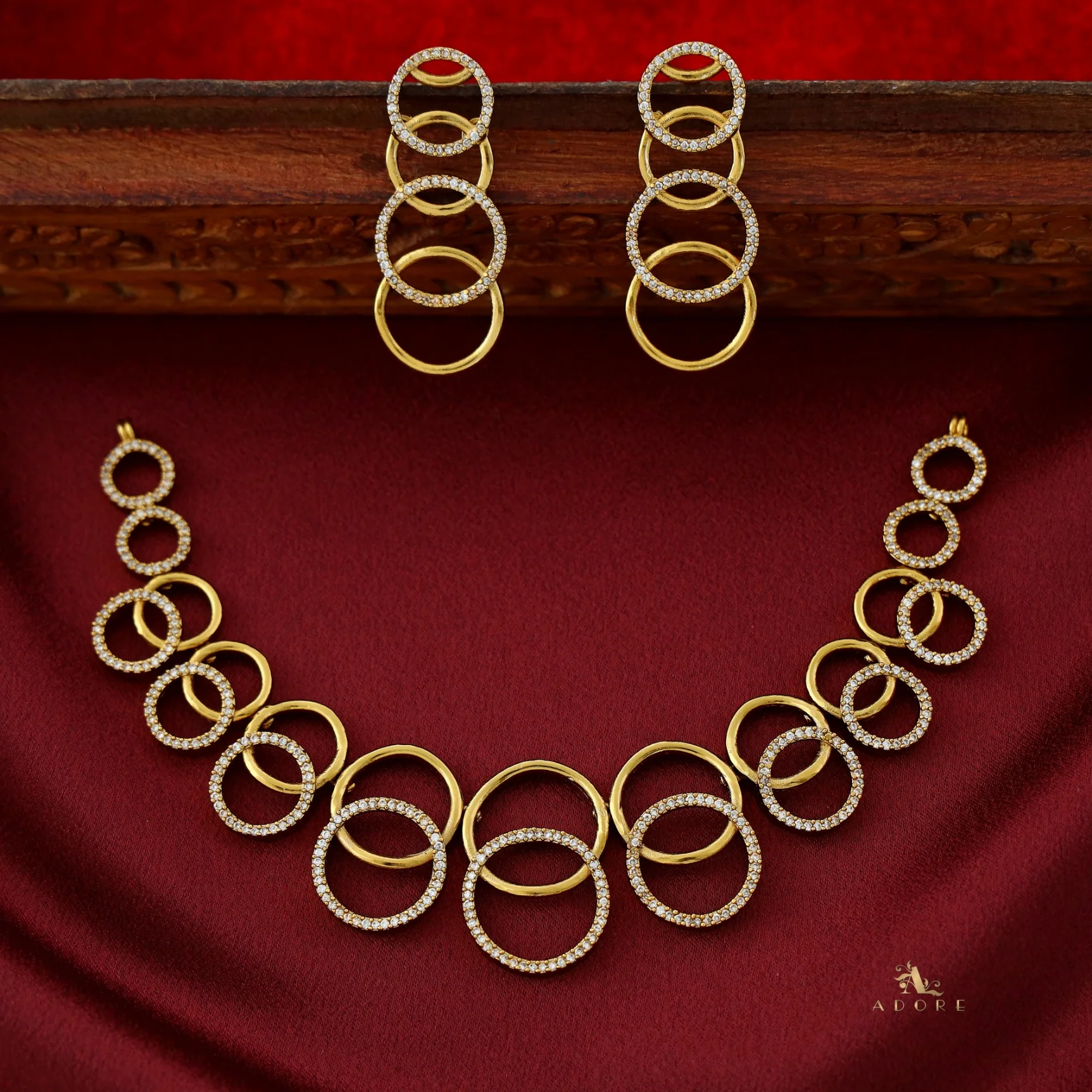 Laila AD Stone Short Neckpiece With Earring - Image 11